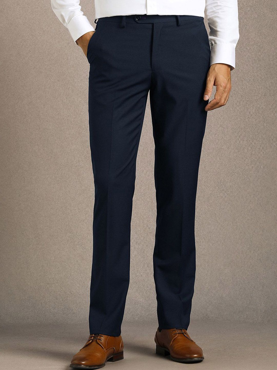 Luxure by Louis Philippe Men Textured Slim Fit Formal Trousers-picture-24