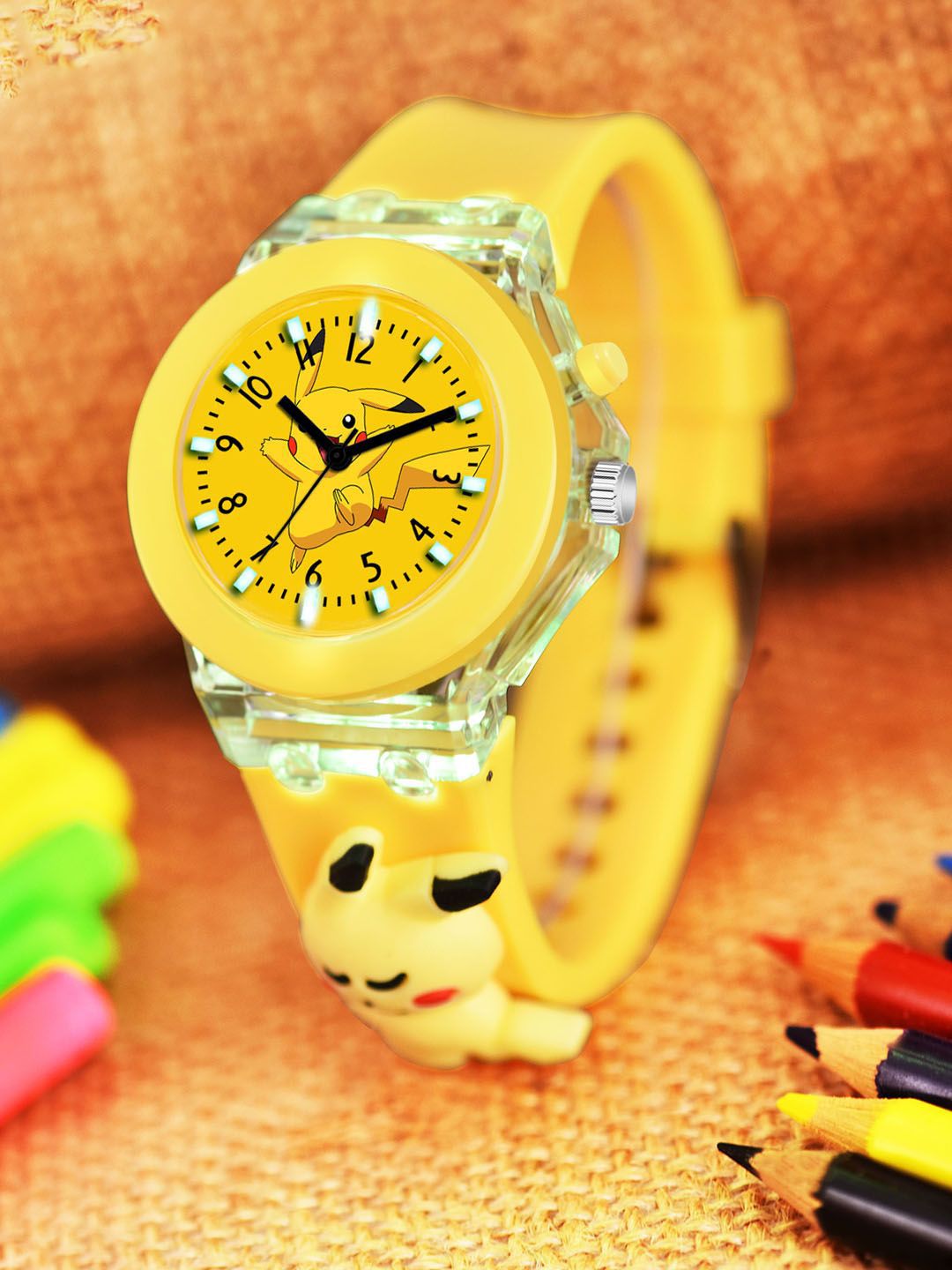 Cloudwood Girls Patterned Round Dial Analogue Multi Function Watch 327 Pickachu-picture-48