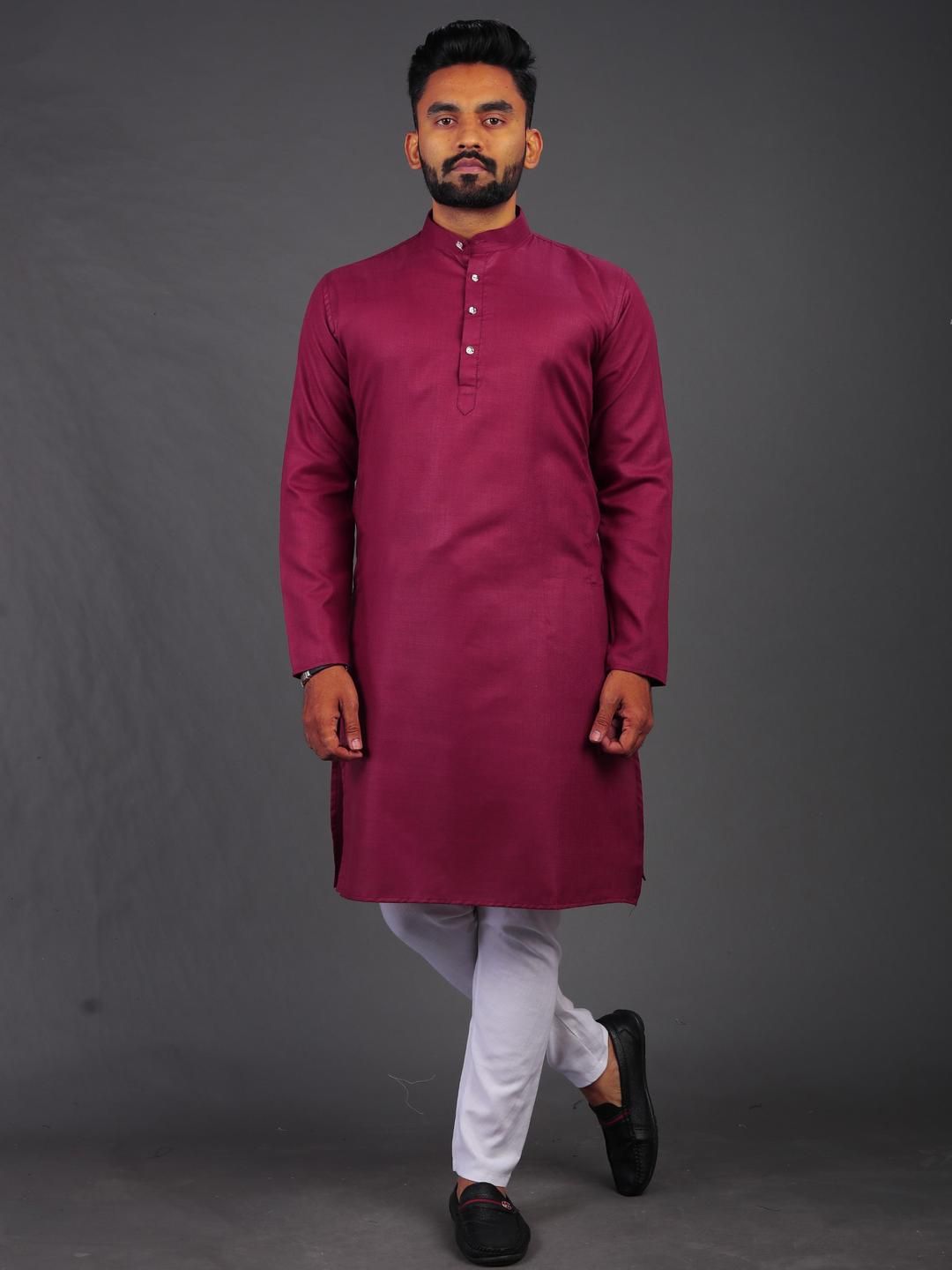 Enmozz Men Maroon Blended Kurtas-picture-16