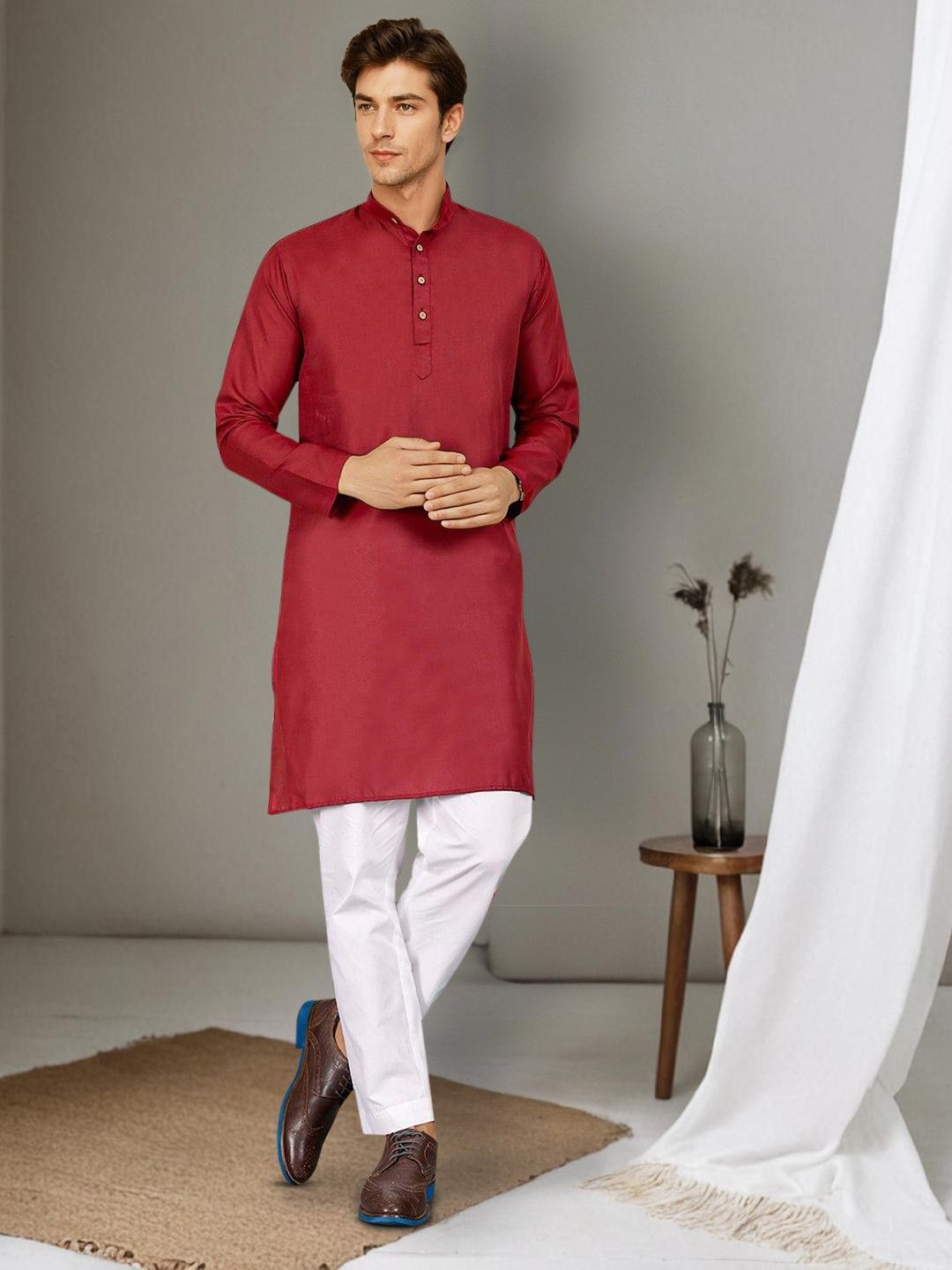 Anouk Rustic Band Collar Straight Kurta-picture-12
