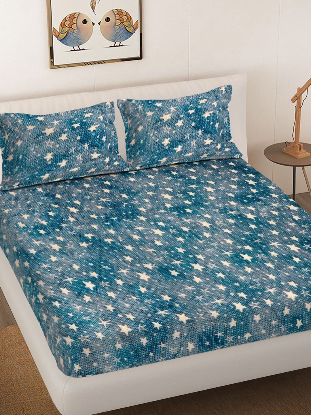 Myntra Elegant Homes Turquoise Blue Printed 300TC Double King Bedsheet Set 2.50 m x 2.25 m-picture-16