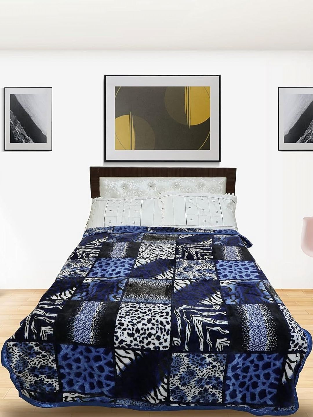 tundwal's White & Black Floral Mink Heavy Winter Double Bed Blanket-picture-20