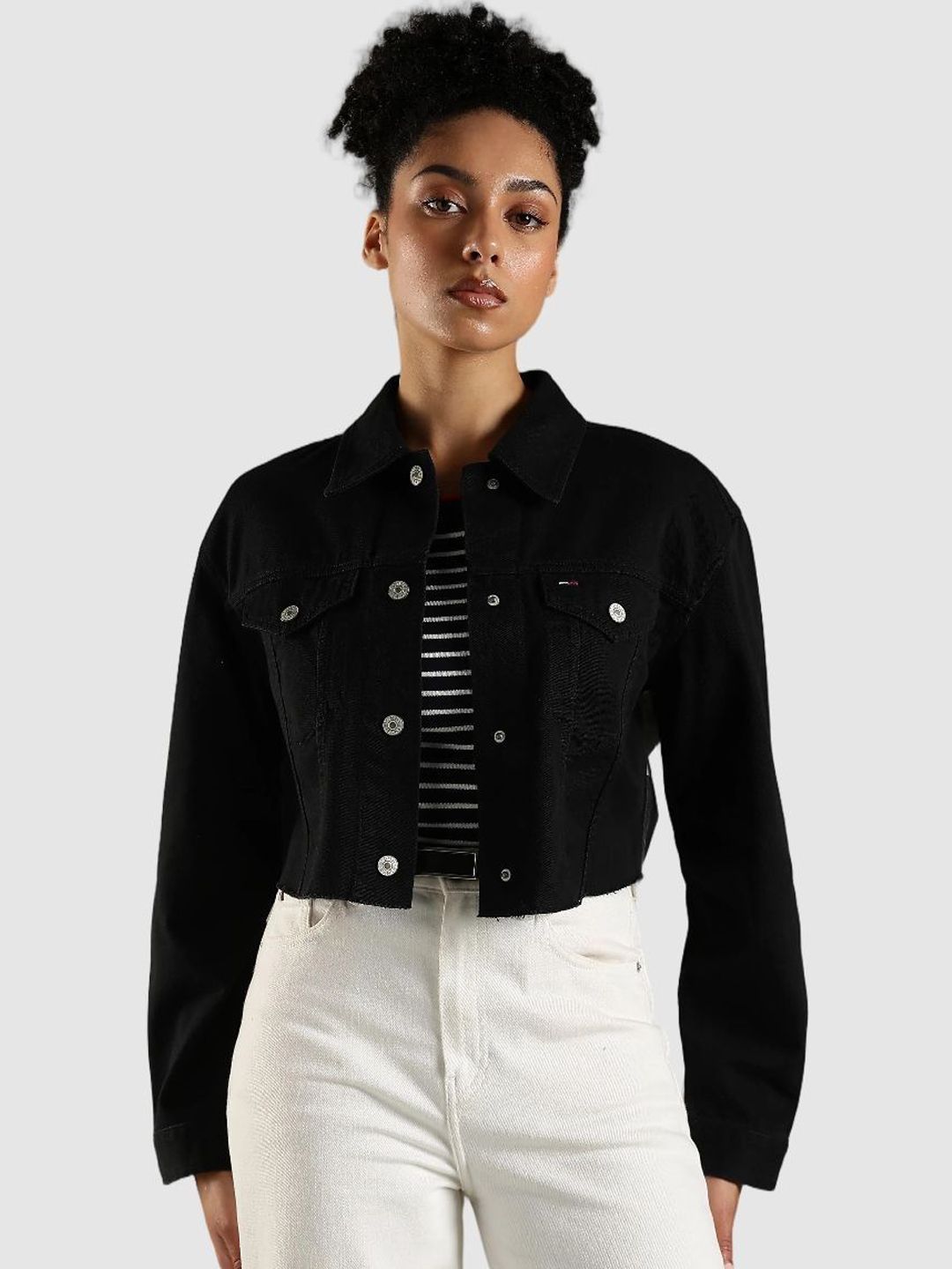 Tommy Hilfiger Women Spread Collar Solid Pure Cotton Tailored Jacket-picture-41