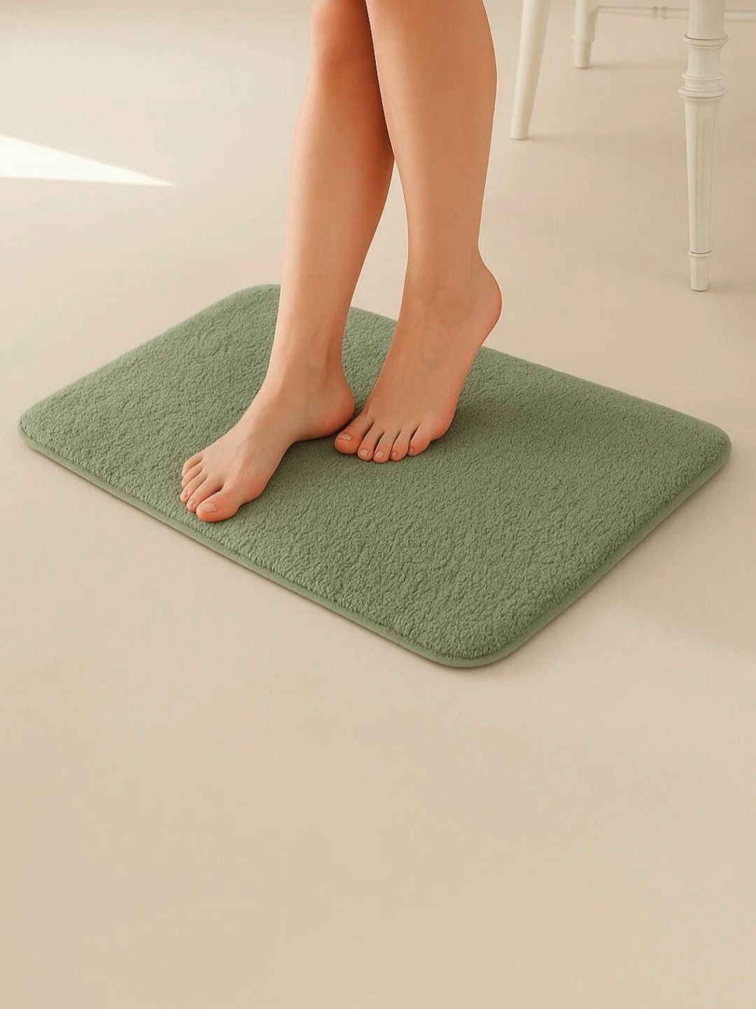 haus & kinder Green Anti-Skid Super-Absorbent Super-Soft Rectangular Bath Mat