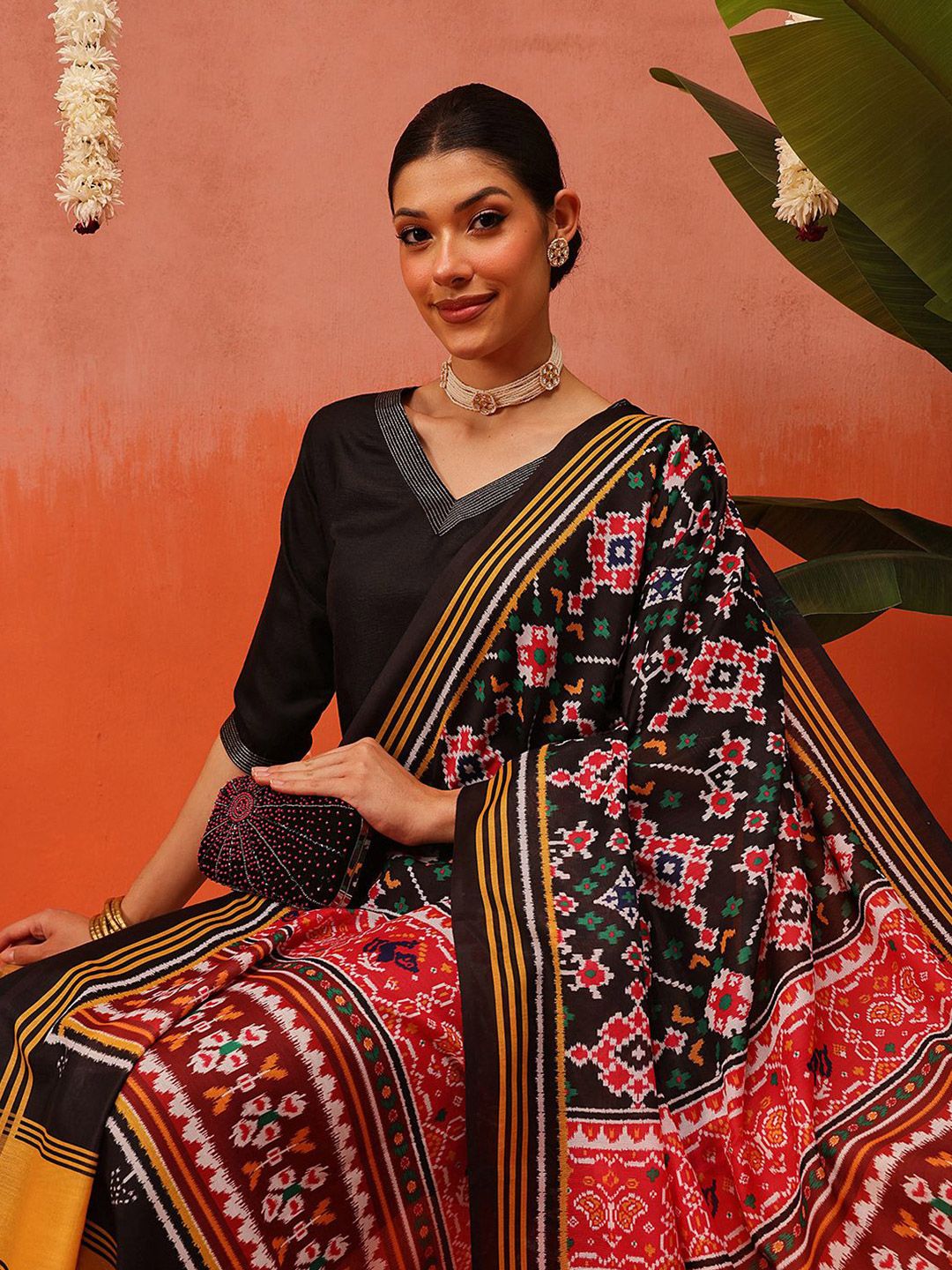 Silk Land Ethnic Motifs Printed Ikat Patola Mul Cotton Dupatta-picture-32