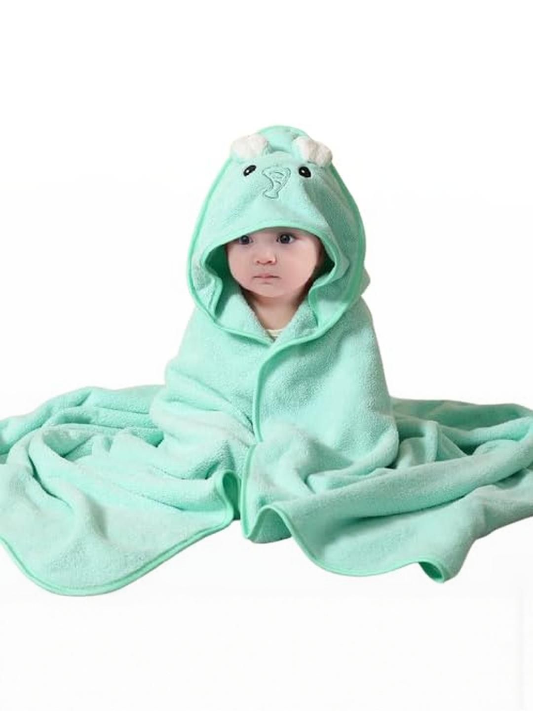 Teri Beri Green Cotton 200 GSM Hooded Baby Bath Towel