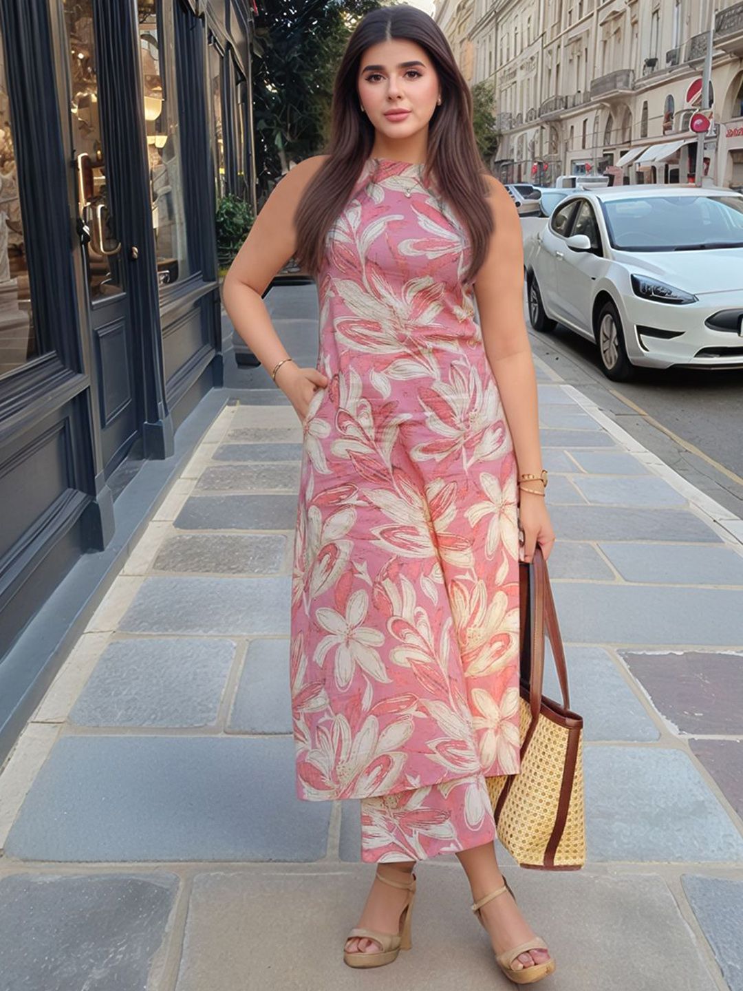 Moda Rapido Women Floral Print Straight Kurta with Palazzos