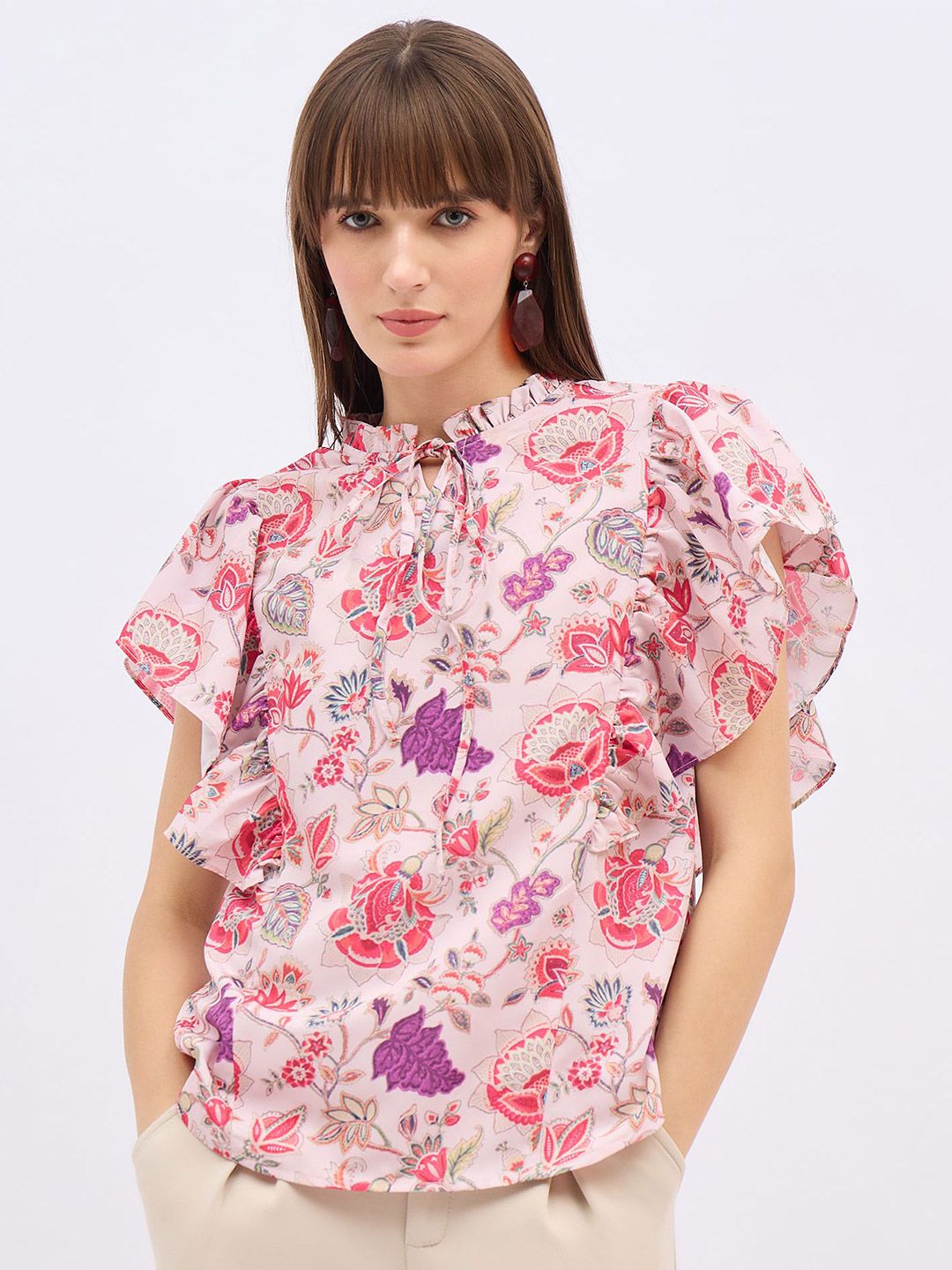 DressBerry Women Floral Flutter Sleeve Top-picture-12
