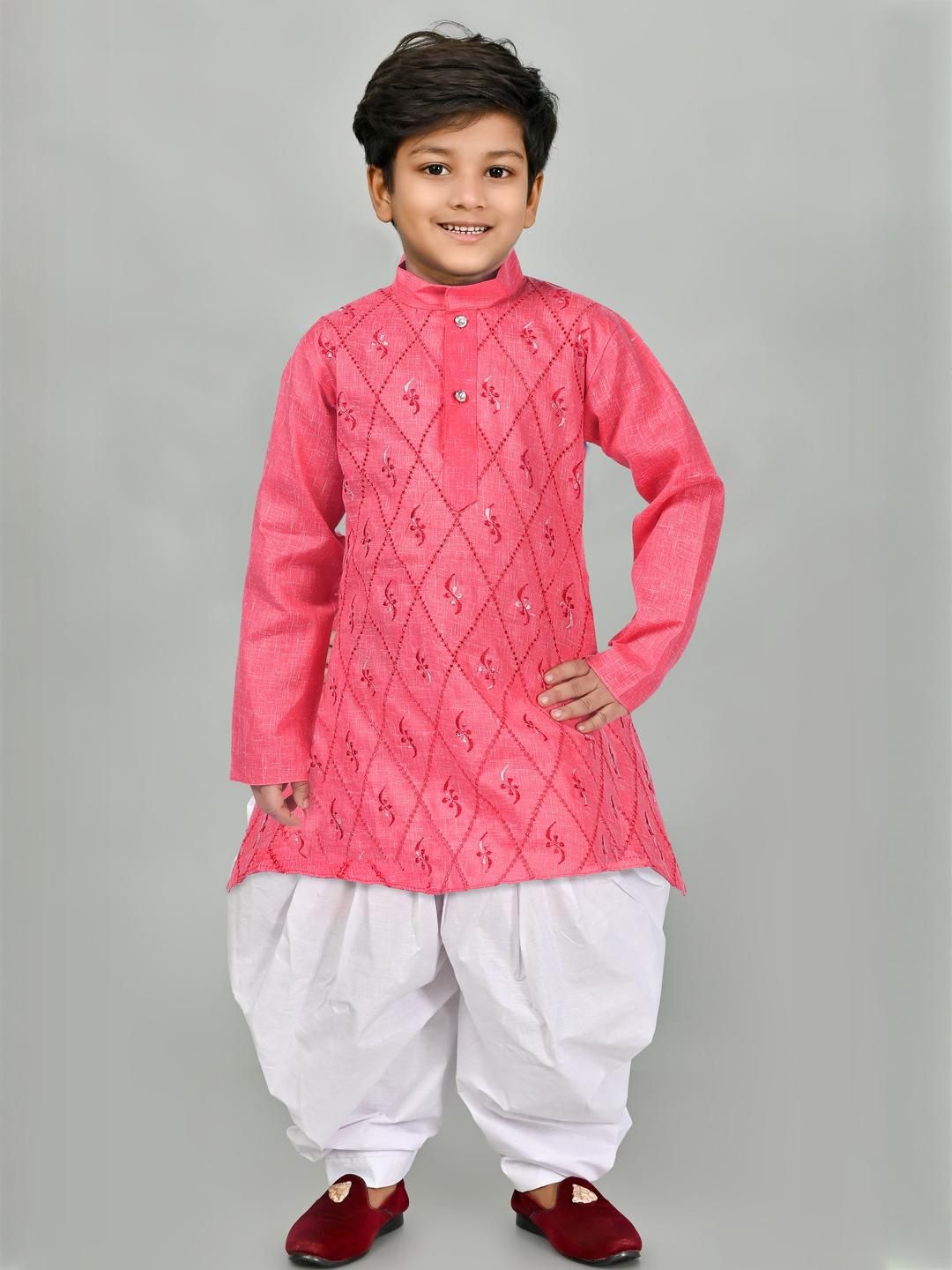 HUMAN CHOICE Kids-Boys Embroidered Cotton Blend Kurta Sets-picture-39