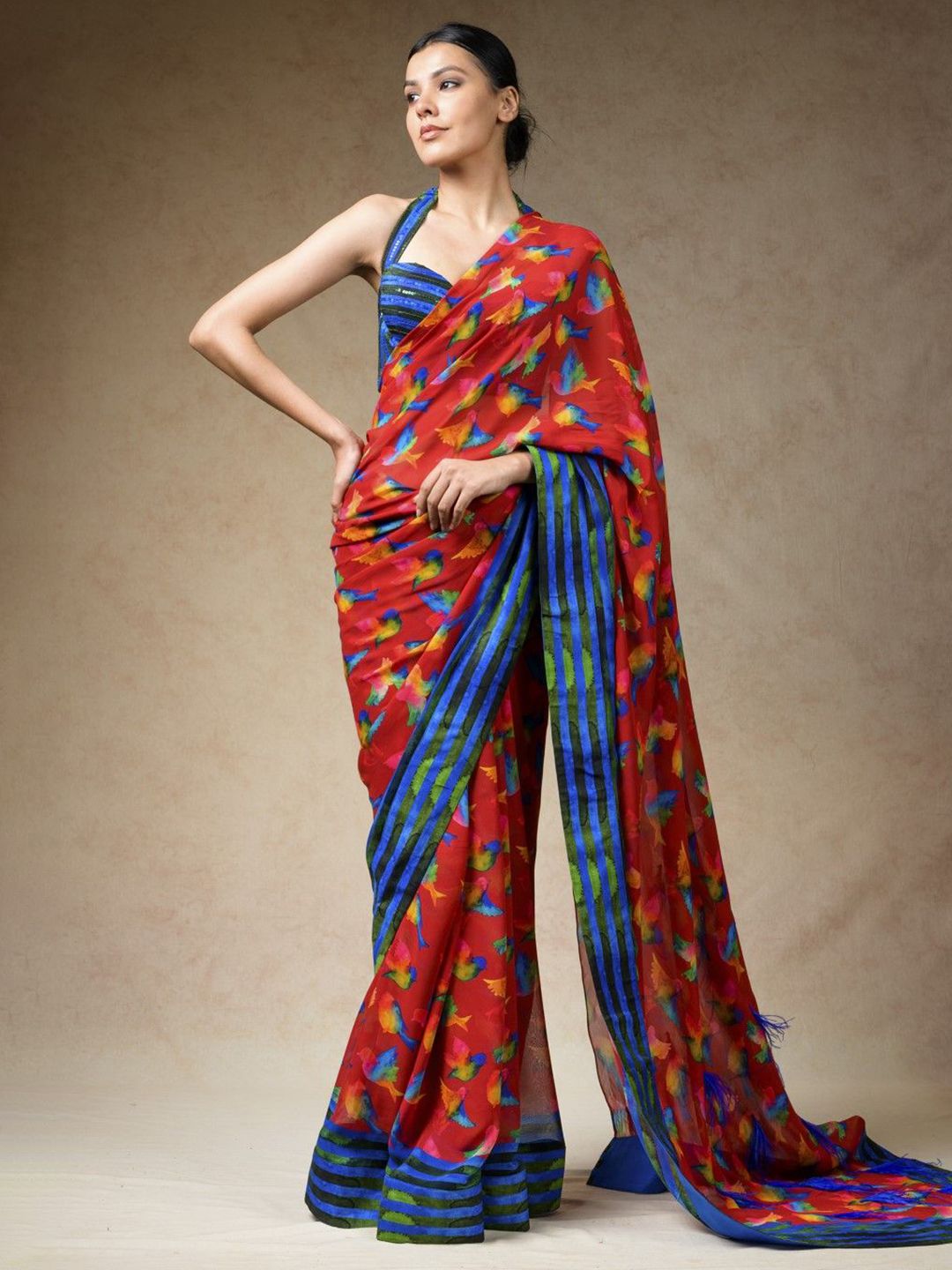 THETAA Floral Printed Pure Georgette Saree-image-27