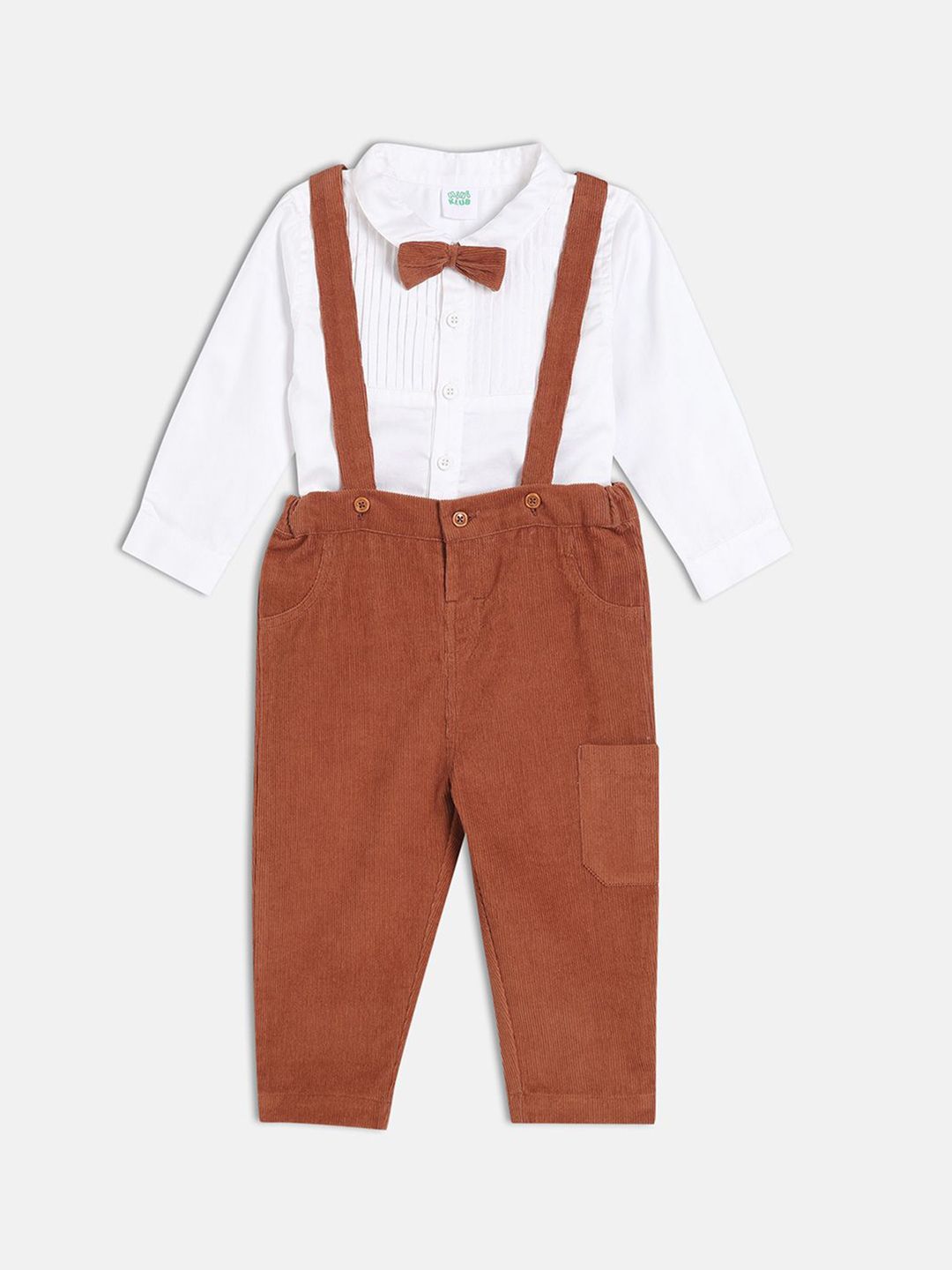 MINI KLUB Infant Boys Ribbed Pure Cotton Dungaree With T-Shirt-image-40