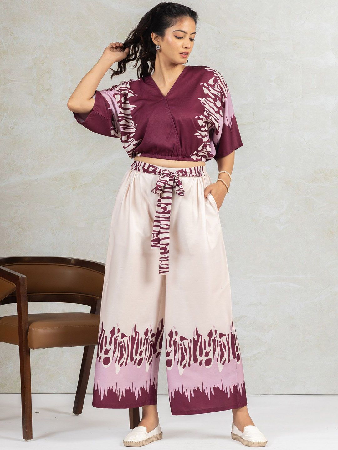 Amarasha Women Printed V-Neck Top & Palazzos Coord Set-picture-24