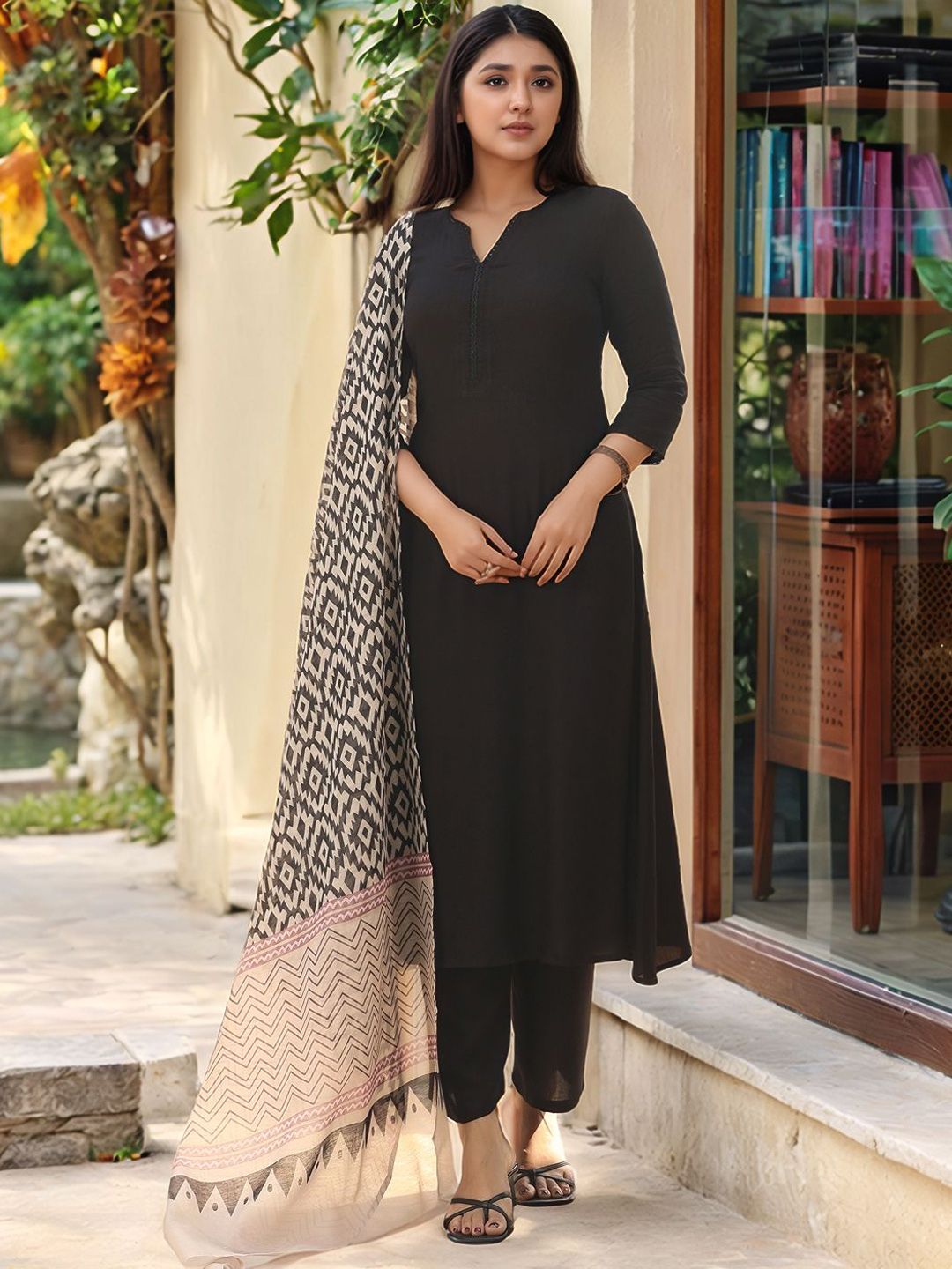 Moda Rapido Women Solid Kurta with Trouser & Dupatta