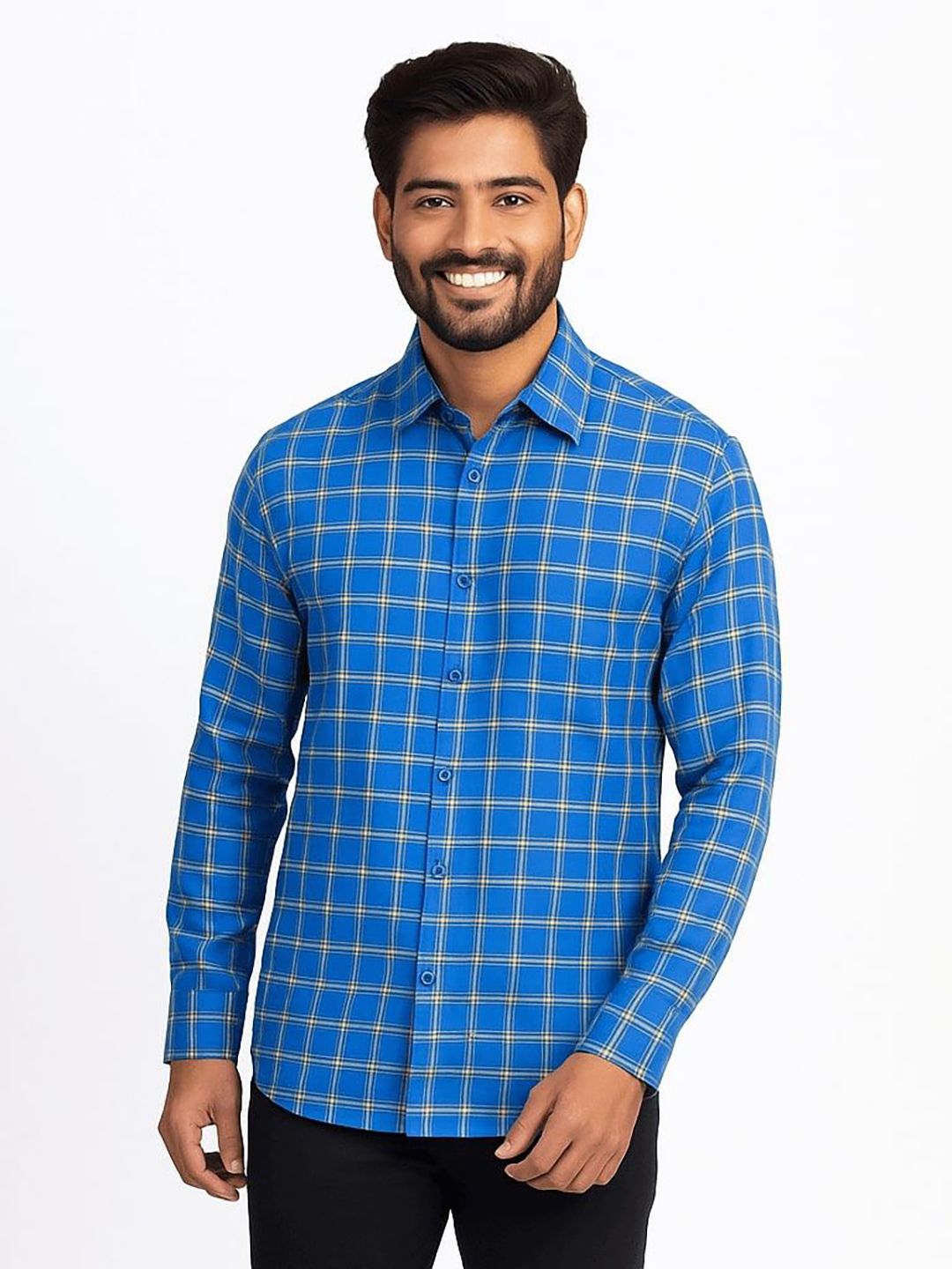 Garment Globe Checked Spread Collar Khadi Cotton Shirt-picture-29