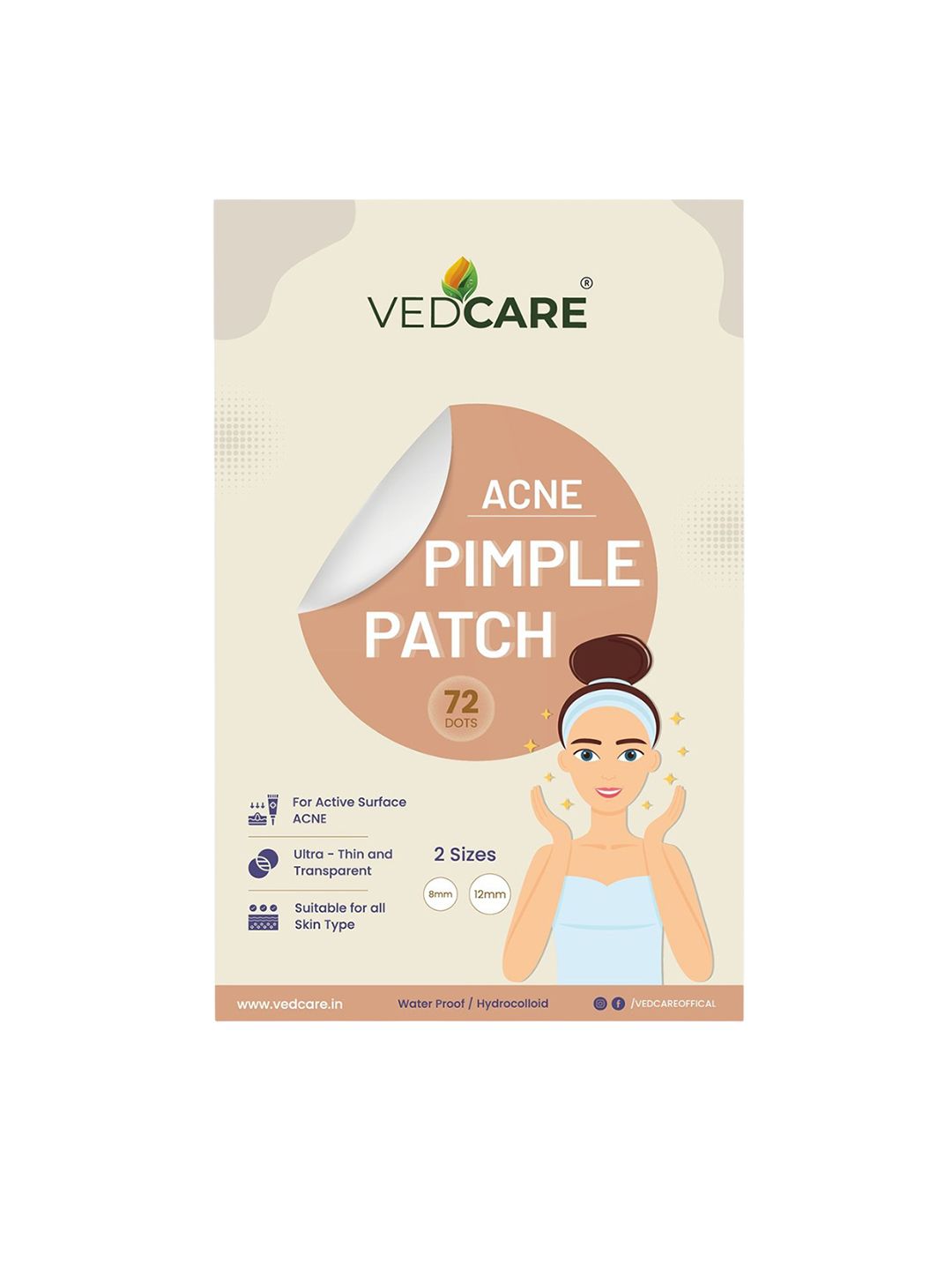 Vedcare Acne Hydrocolloid Waterproof Pimple Patch - 72 Pcs-image-34