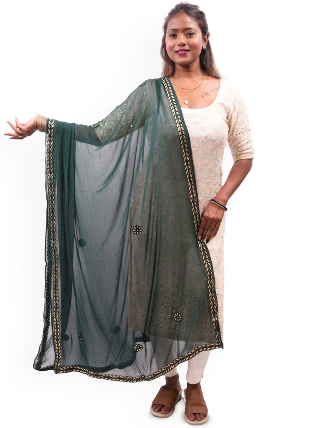 URBAN KANYA Women Floral Embroidered Pure Chiffon Dupatta-picture-17