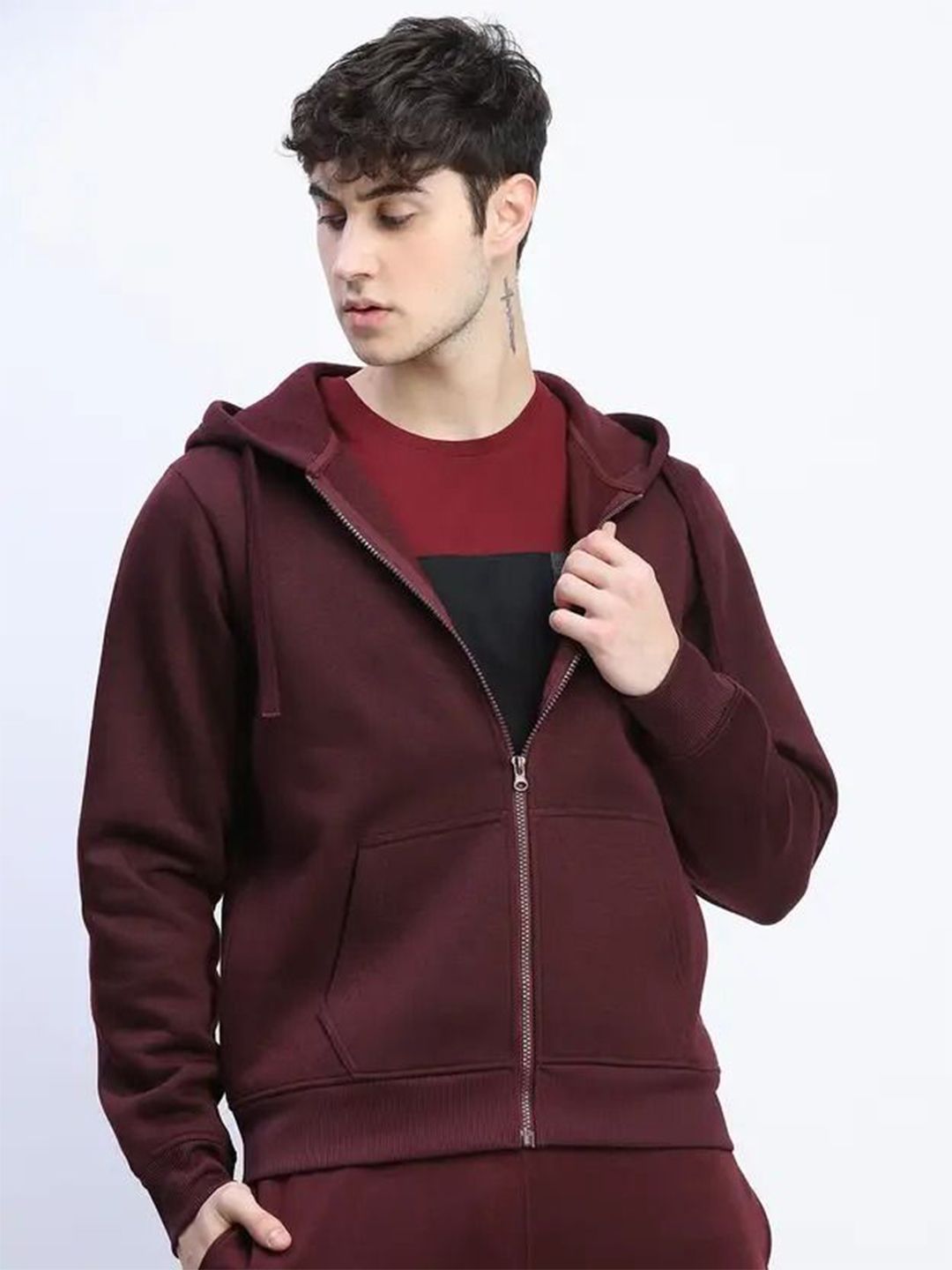 The Roadster Lifestyle Co Men Solid Hooded Regular Front-Open Sweatshirts-picture-17