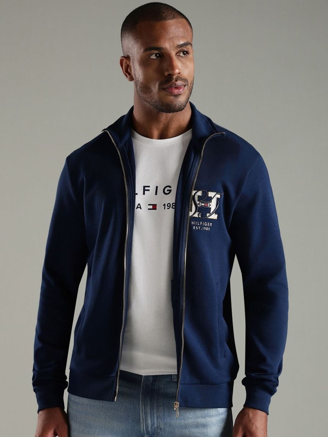 Tommy Hilfiger Men Brand Logo Printed Mock Collar Bomber Jacket-picture-39
