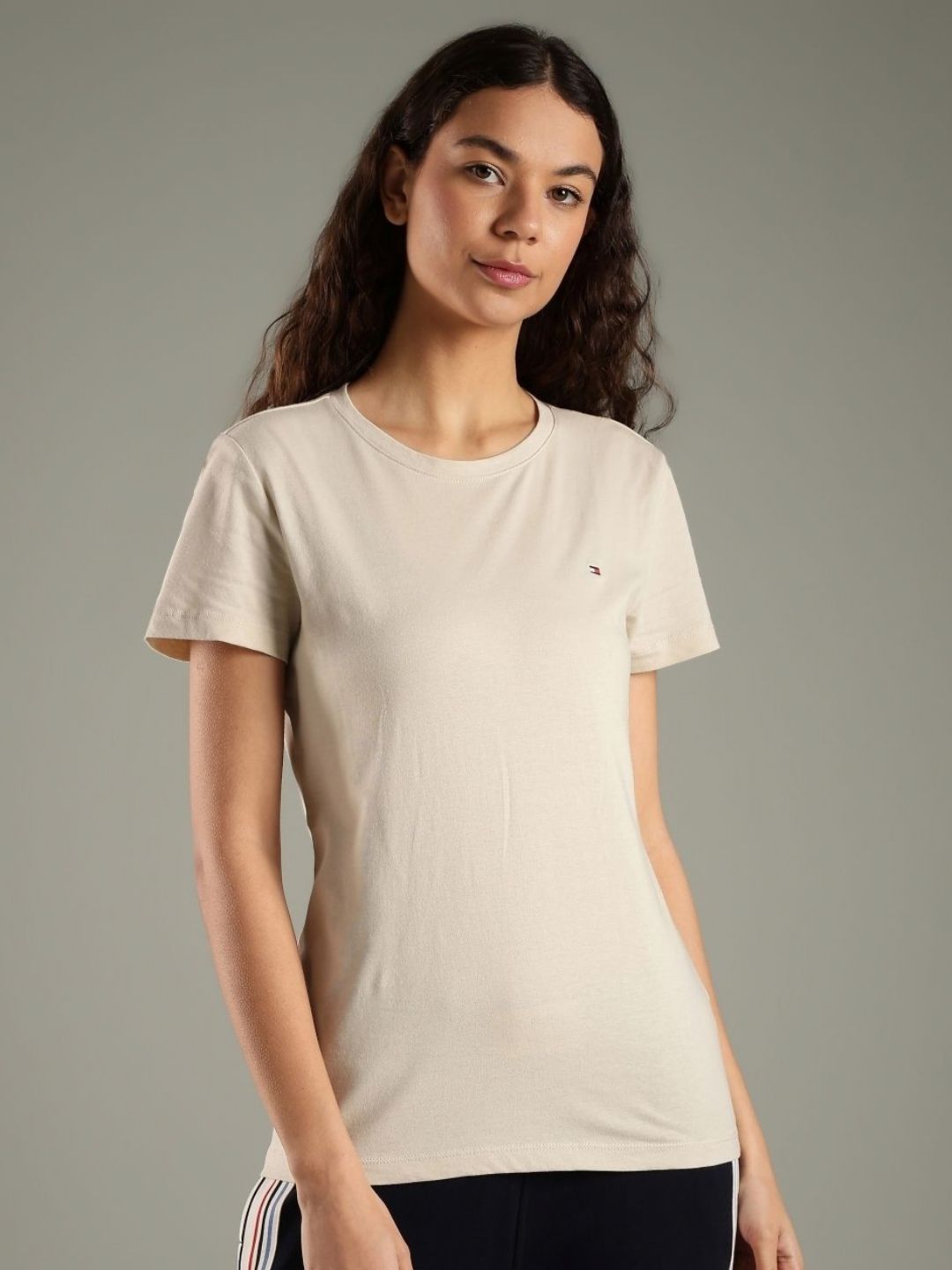 Tommy Hilfiger Women Solid Round Neck Cotton T-shirt-picture-10