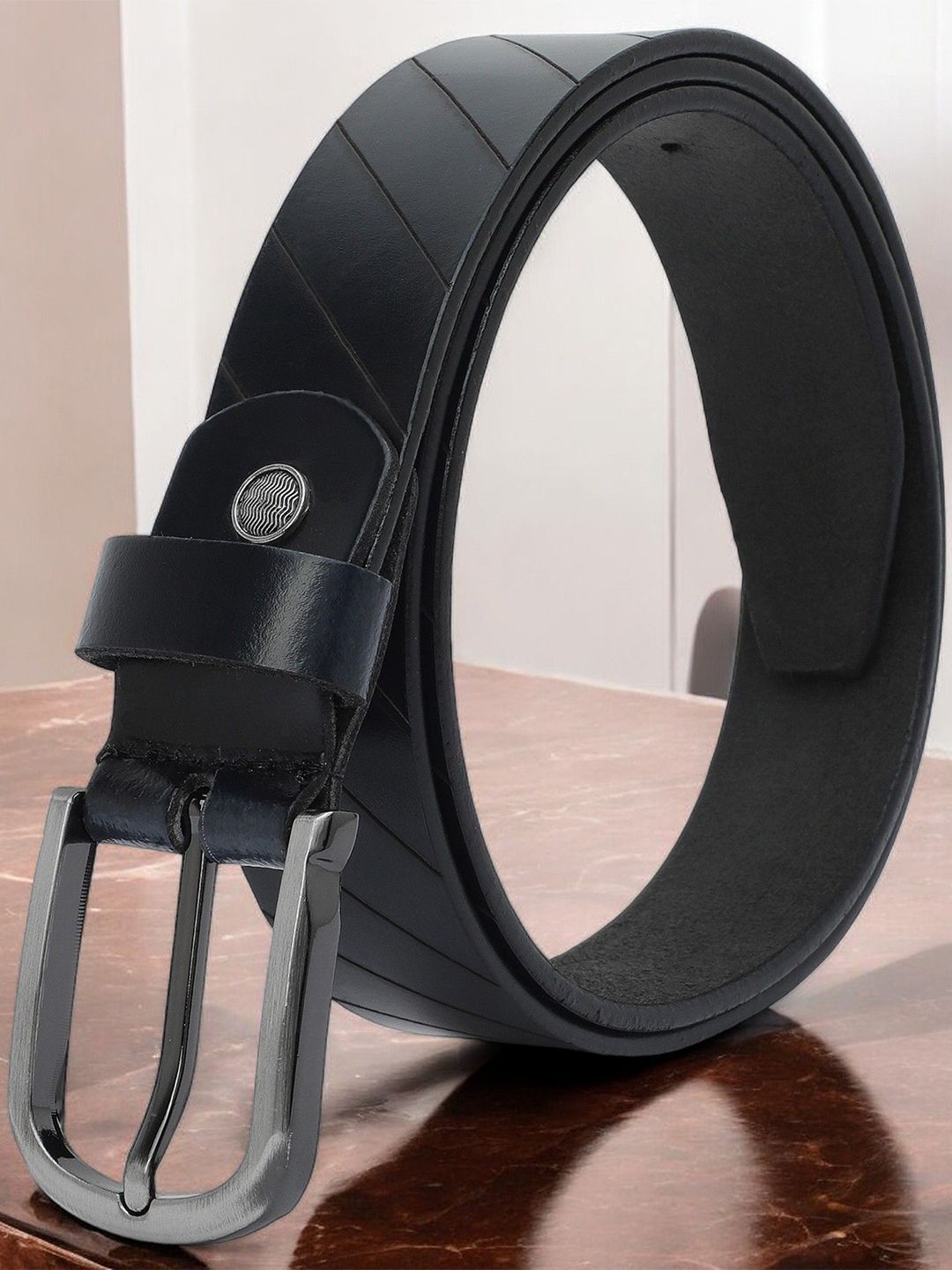 The Roadster Lifestyle Co Men Textured Genuine Leather Formal Belt-picture-56