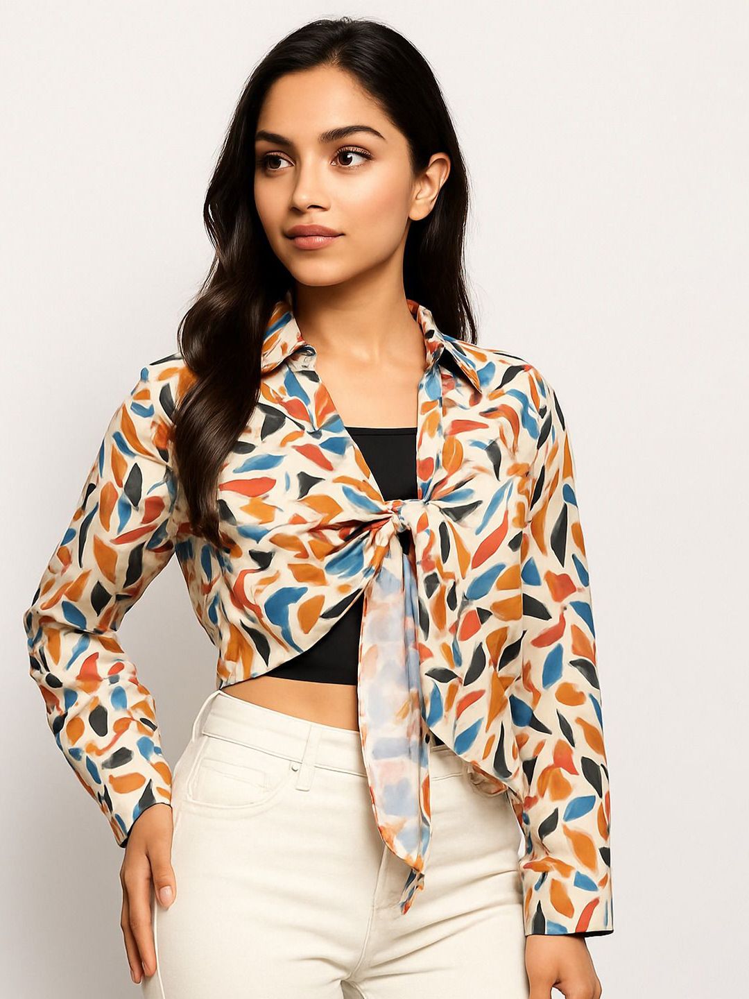 SXV STYLE Women Printed Tie-Ups Cotton Crop Top-picture-11