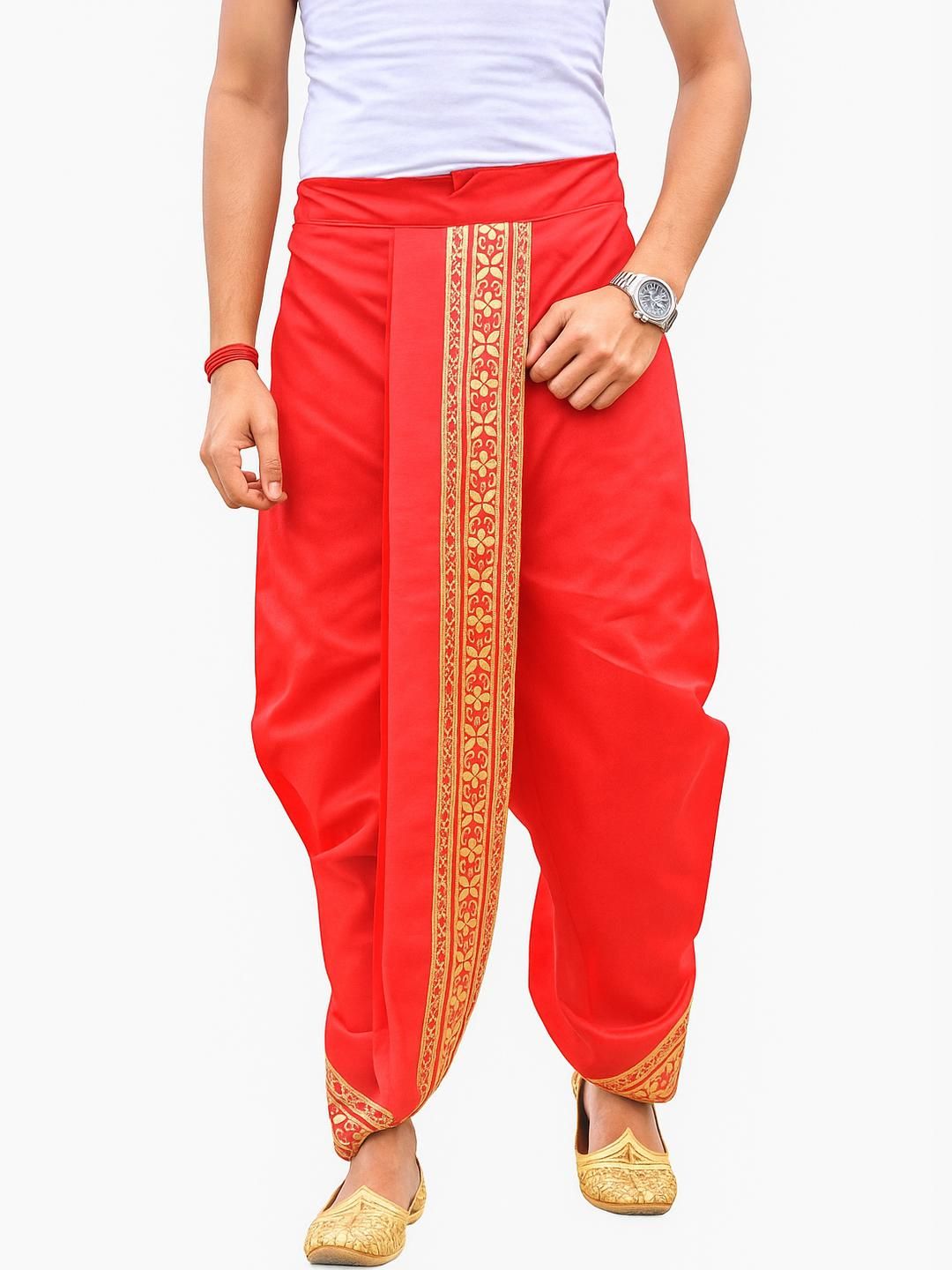 AMIT ONLINE Stylish Men's Solid Dupion Silk Bengali Style Dhoti Pant-picture-47