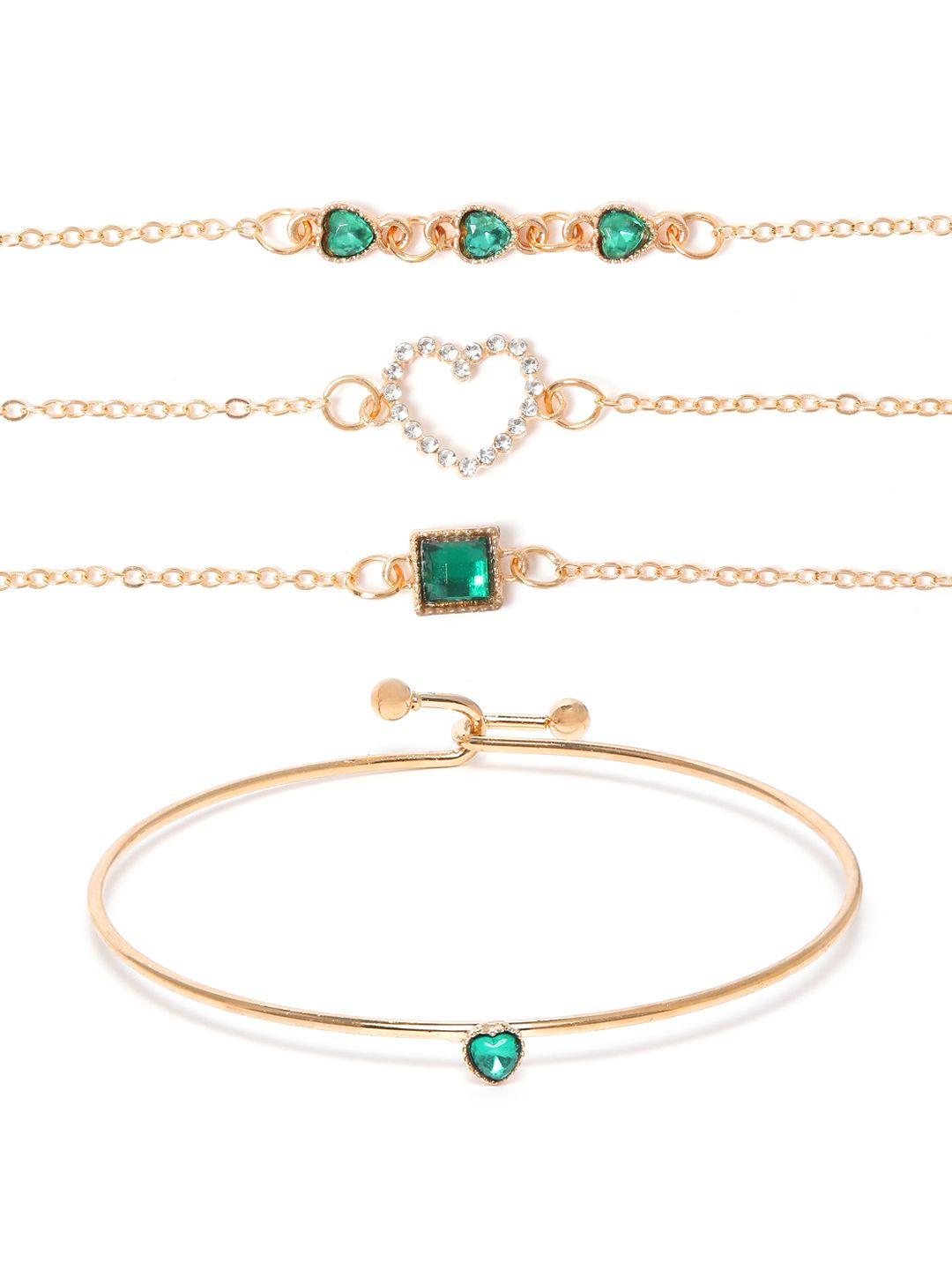 Carlton London Women Pack Of 4 Cubic Zirconia Rose Gold-Plated Charm Bracelet-picture-31