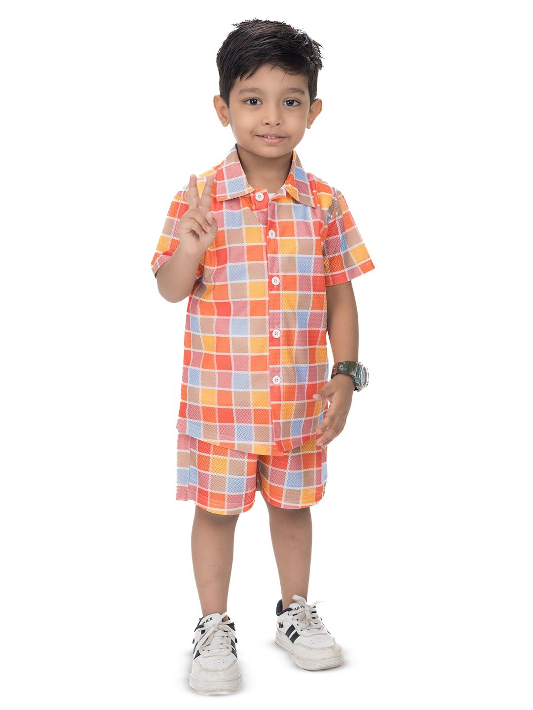 NEW GEN Boys Checked T-shirt and Shirt with Shorts-picture-10