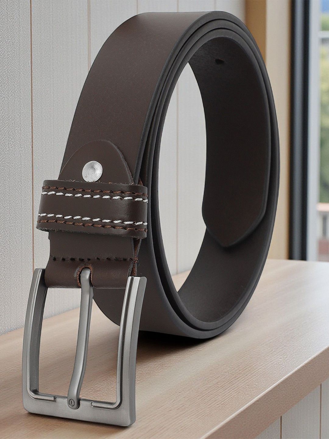 The Roadster Lifestyle Co Men Textured Genuine Leather Formal Belt-image-14