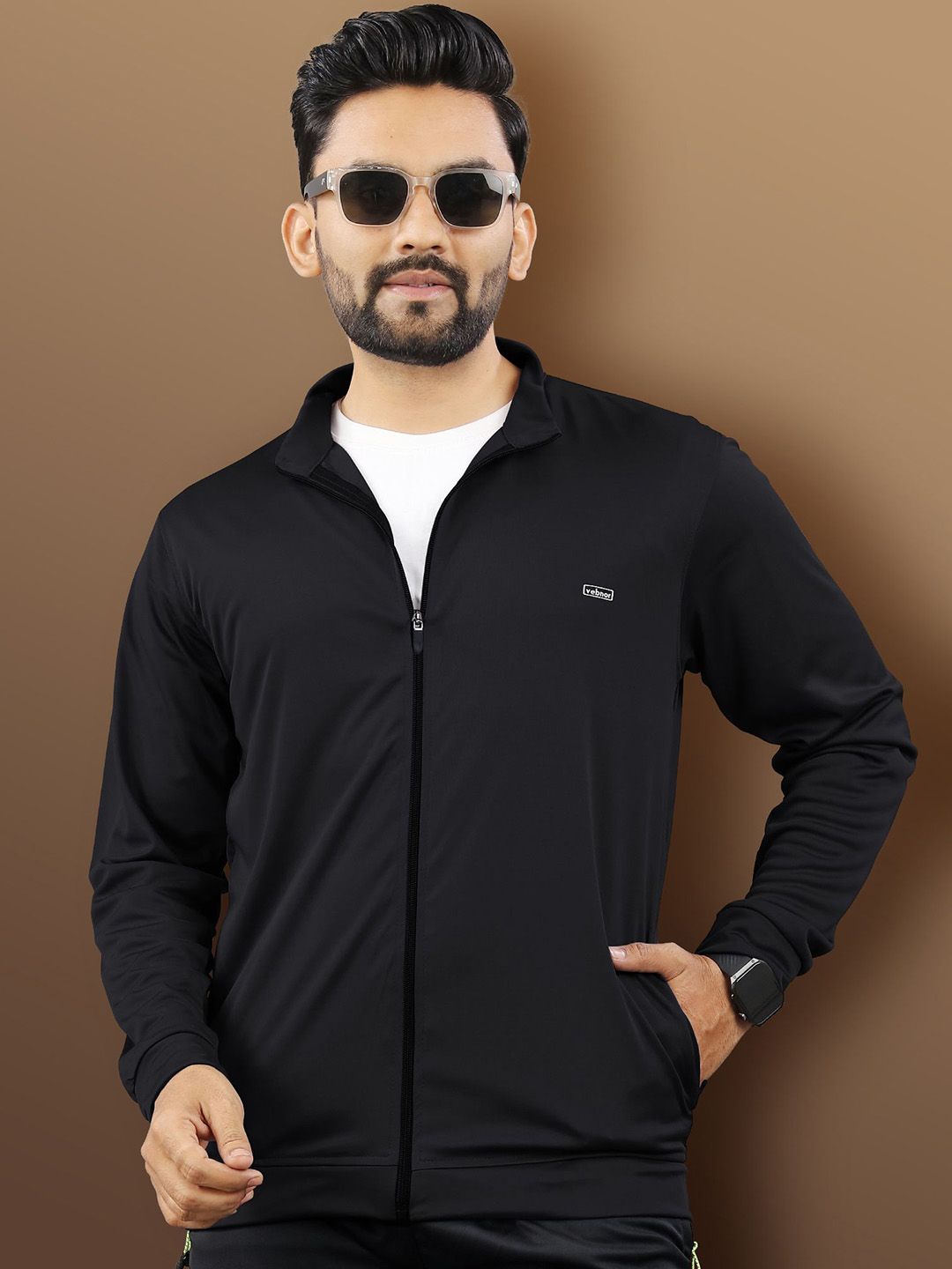 VeBNoR Men Solid Mock Collar Rapid Dry Bomber Jacket-picture-19