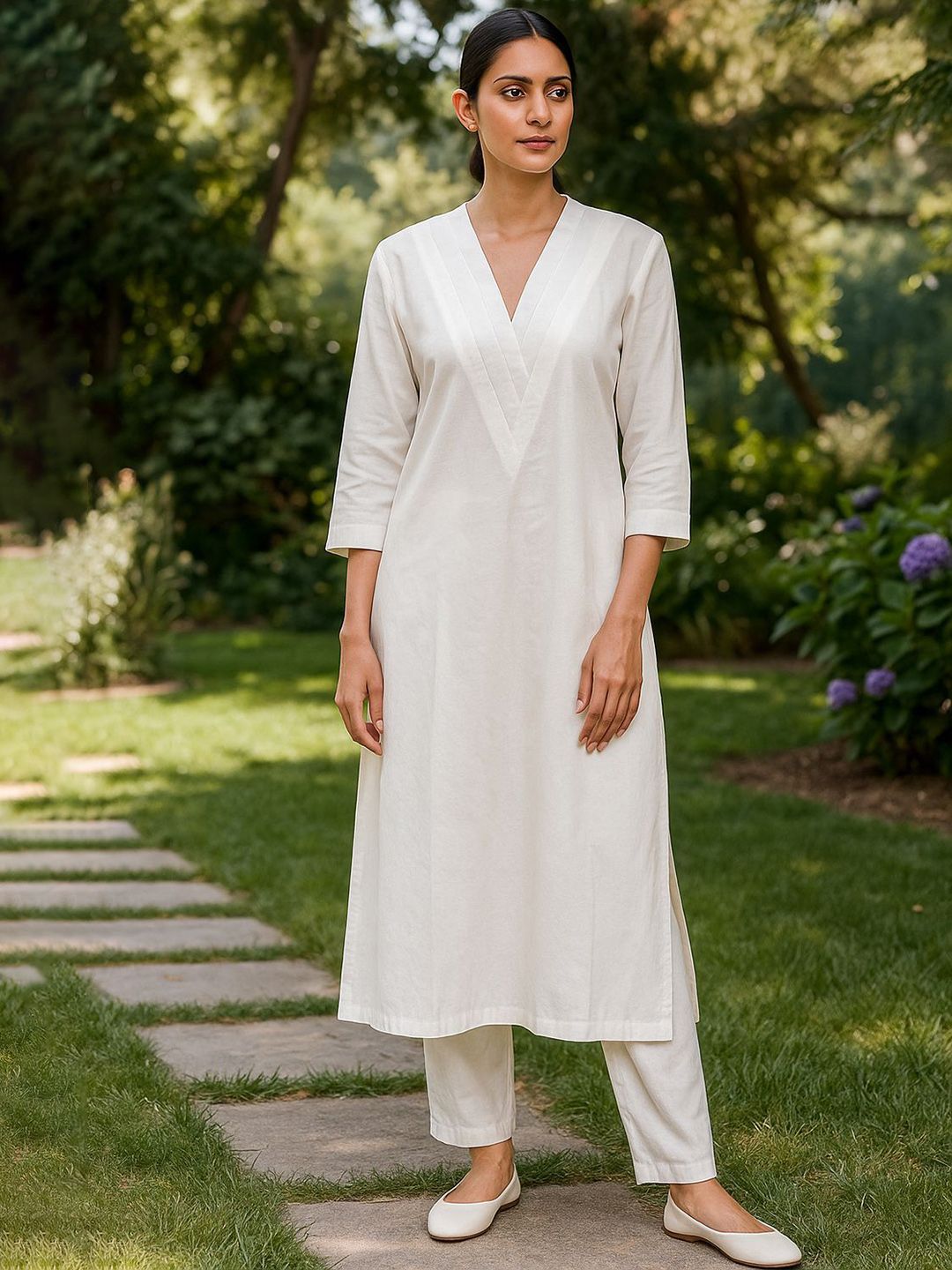 Bitterlime Women Regular Pure Cotton Kurta with Trousers