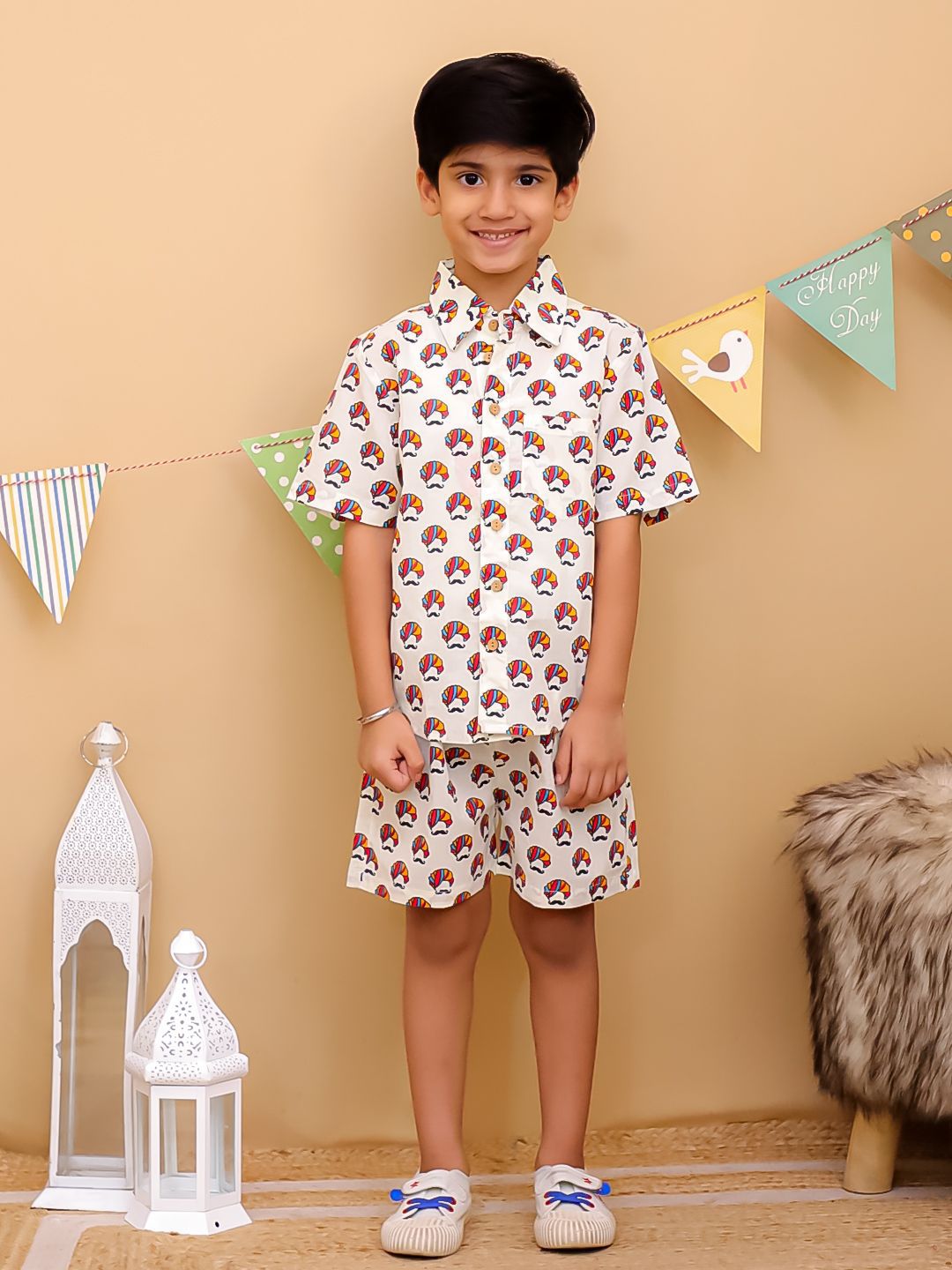 Superminis Boys Printed Pure Cotton Shirt With Shorts-picture-32