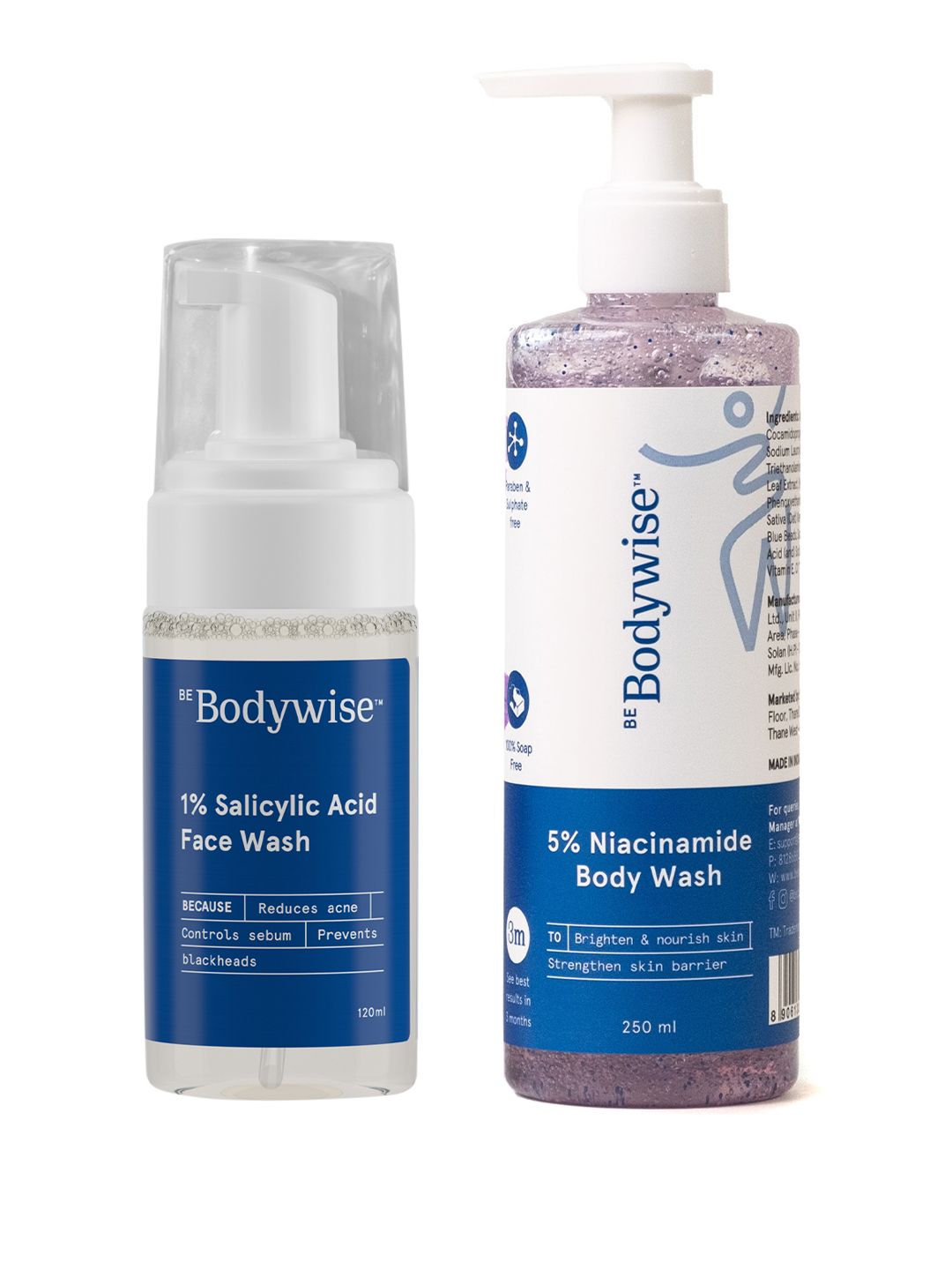 Be Bodywise Set of 1% Salicylic Acid Face Wash 120ml & Niacinamide Body Wash 250ml-picture-36