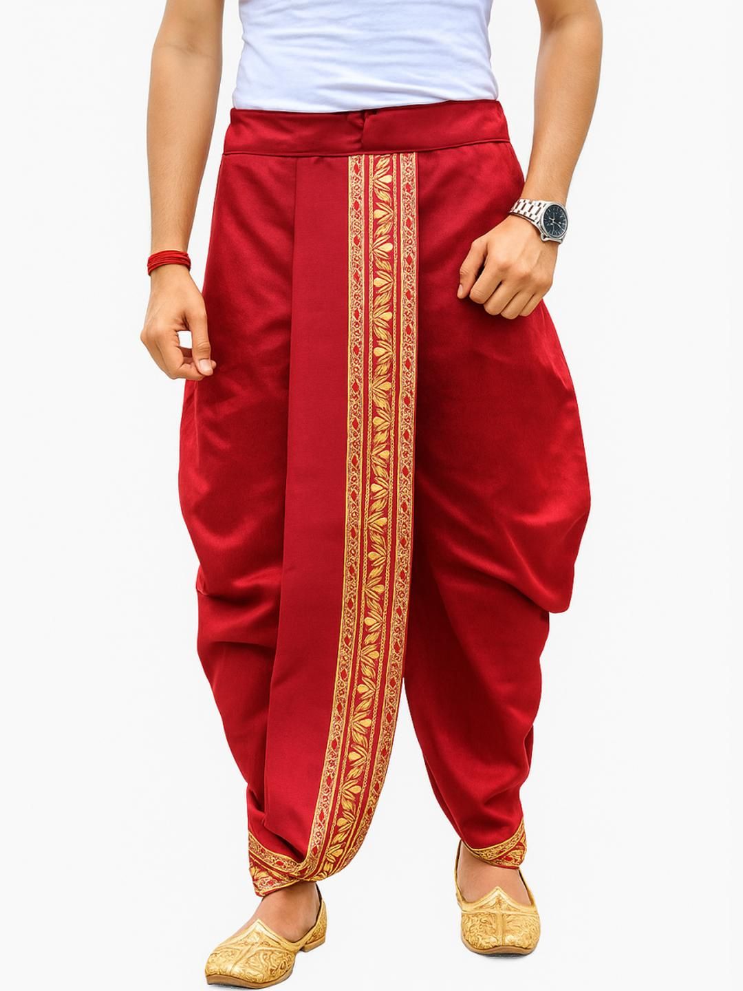 AMIT ONLINE Stylish Men's Solid Dupion Silk Bengali Style Dhoti Pant-picture-10