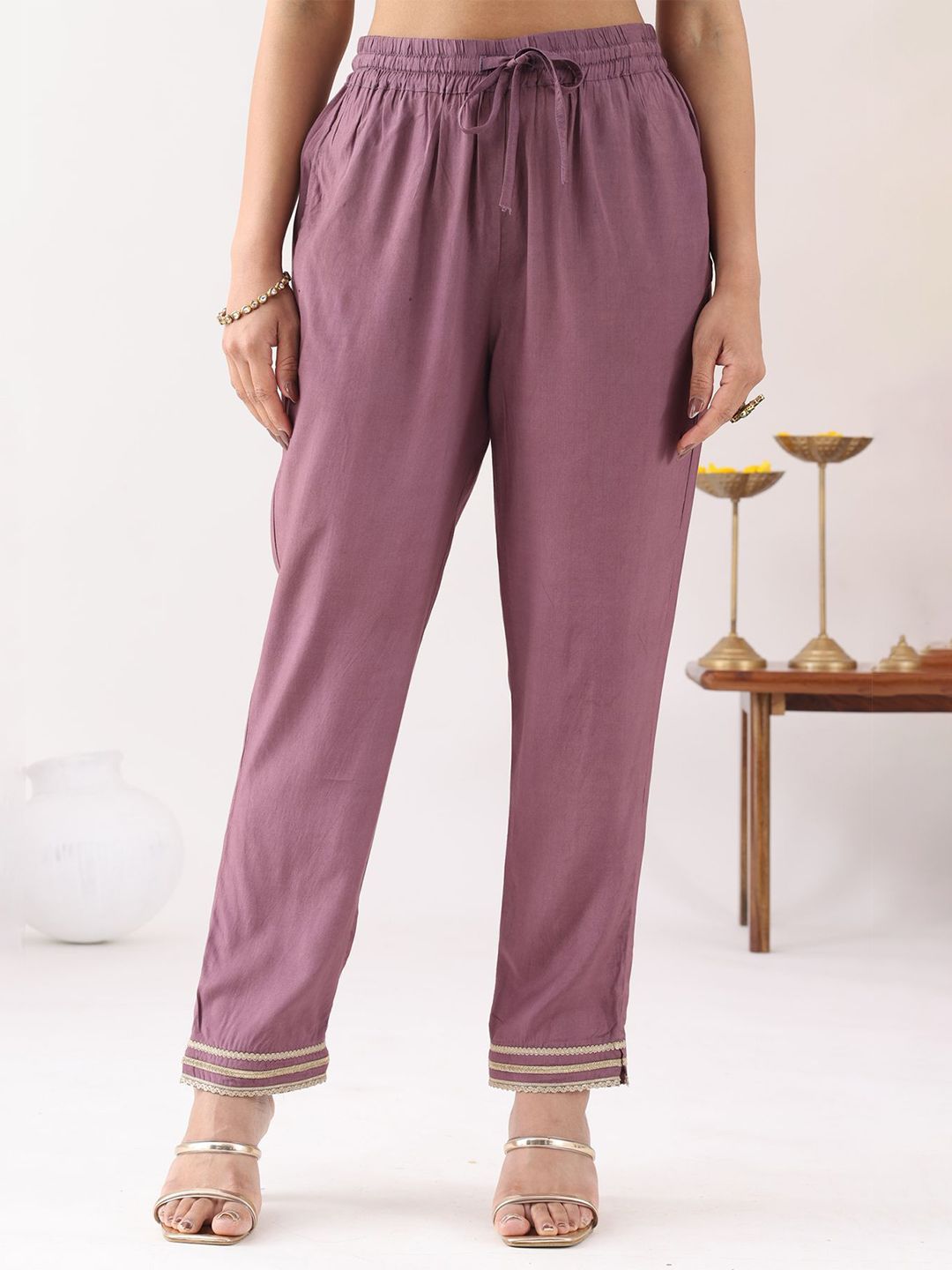 Mustard Women High-Rise Regular Fit Trousers-image-24