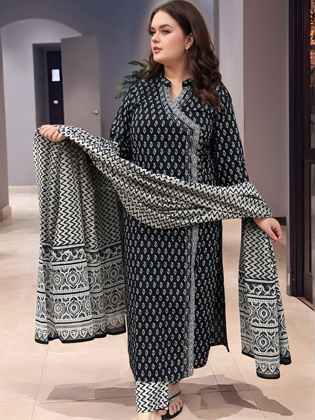 Aaghnya Women Paisley Printed Regular Kurta with Trousers & With Dupatta