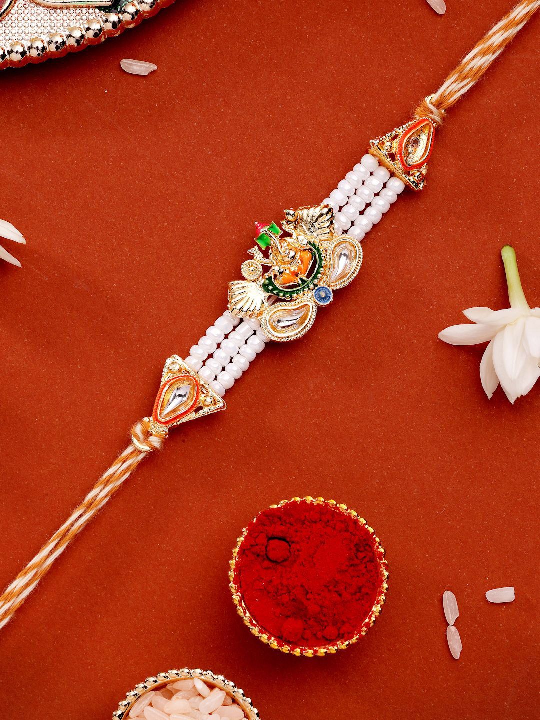 ADIVA Set Of 1 Rakhi With Roli Chawal & Greetings Card-picture-15