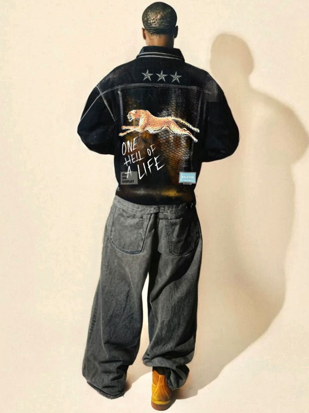 VALKYRE Unisex Graphic Printed Spread Collar Cotton Denim Jacket-picture-28