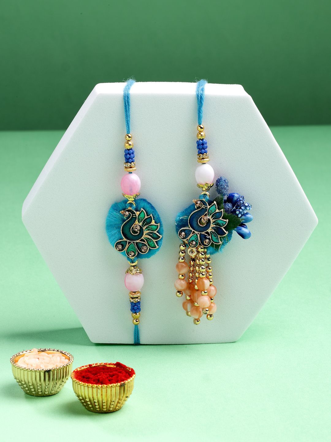 ADIVA Set Of 2 Rakhi With Roli Chawal & Greetings Card-picture-21