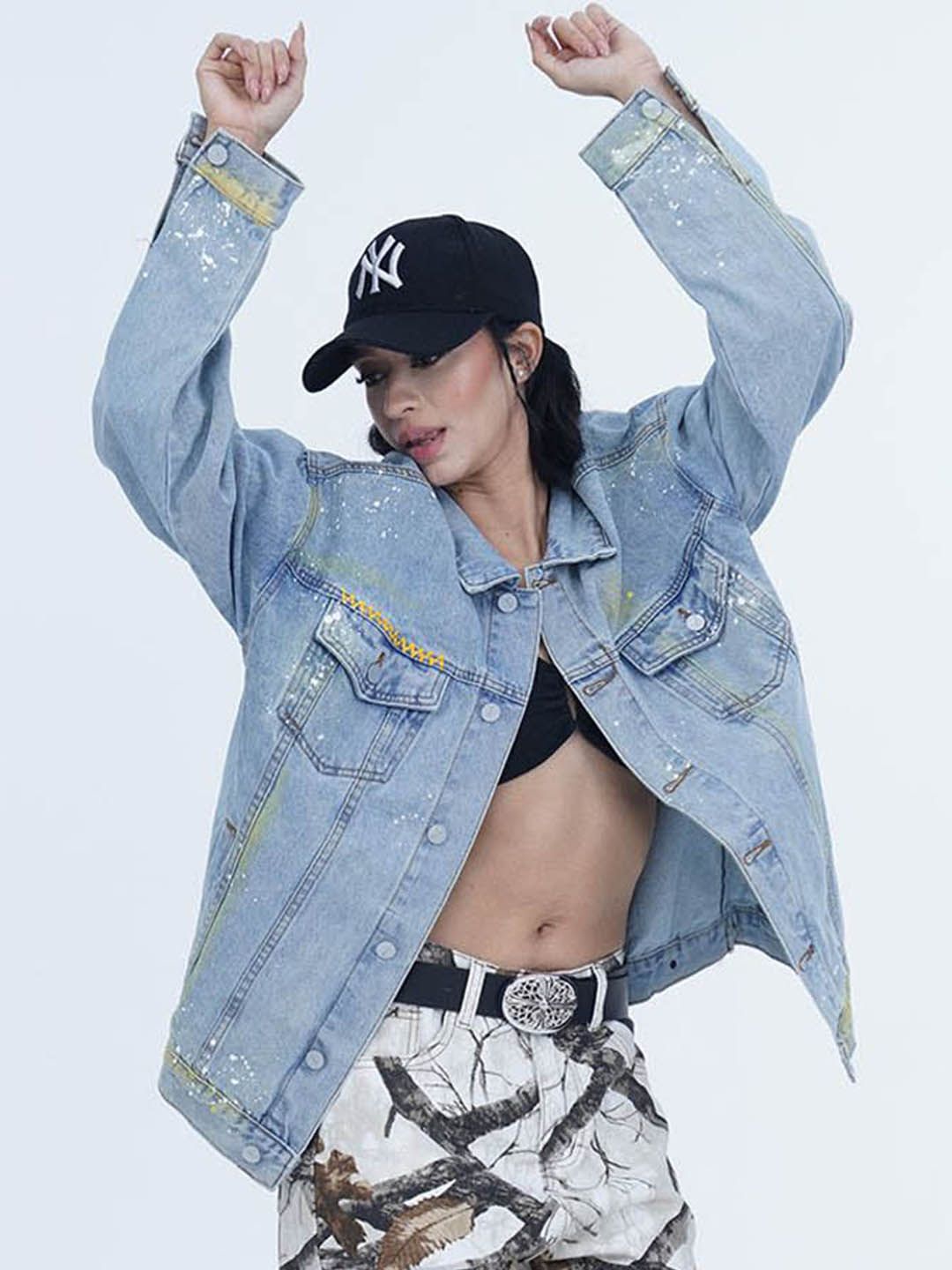 VALKYRE Unisex Graphic Printed Spread Collar Cotton Denim Jacket-picture-25