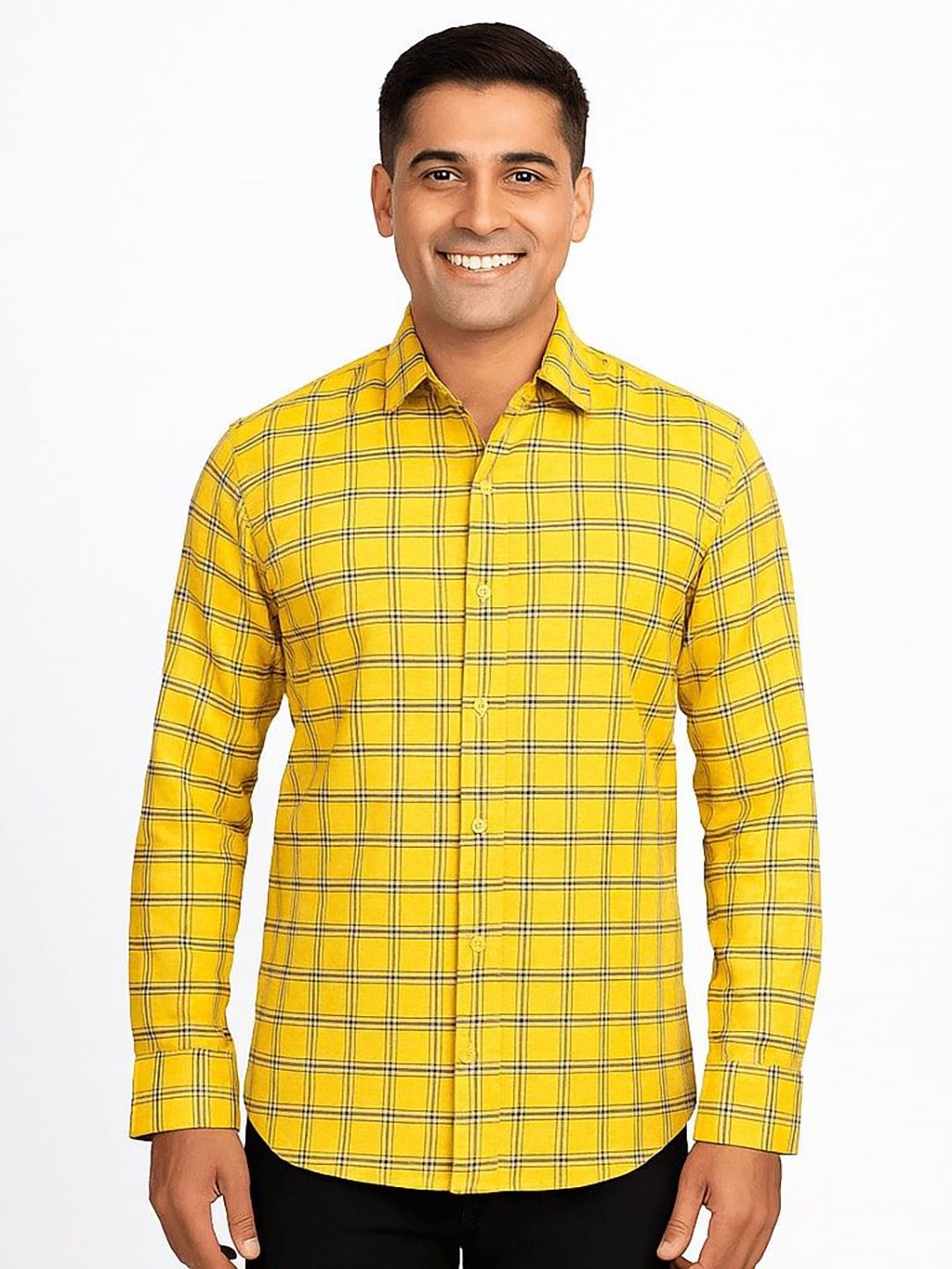 Garment Globe Checked Spread Collar Khadi Cotton Shirt-picture-21