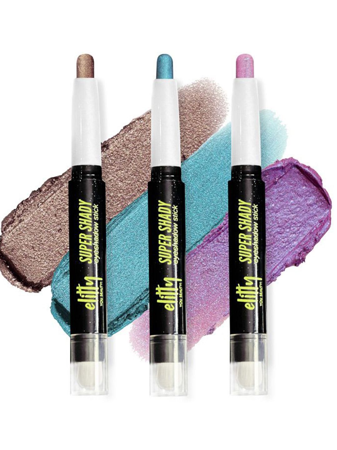 Elitty Set Of 3 Super Shady Shimmer Eyeshadow Stick - Lilac, Teal, Smokey Brown-image-12