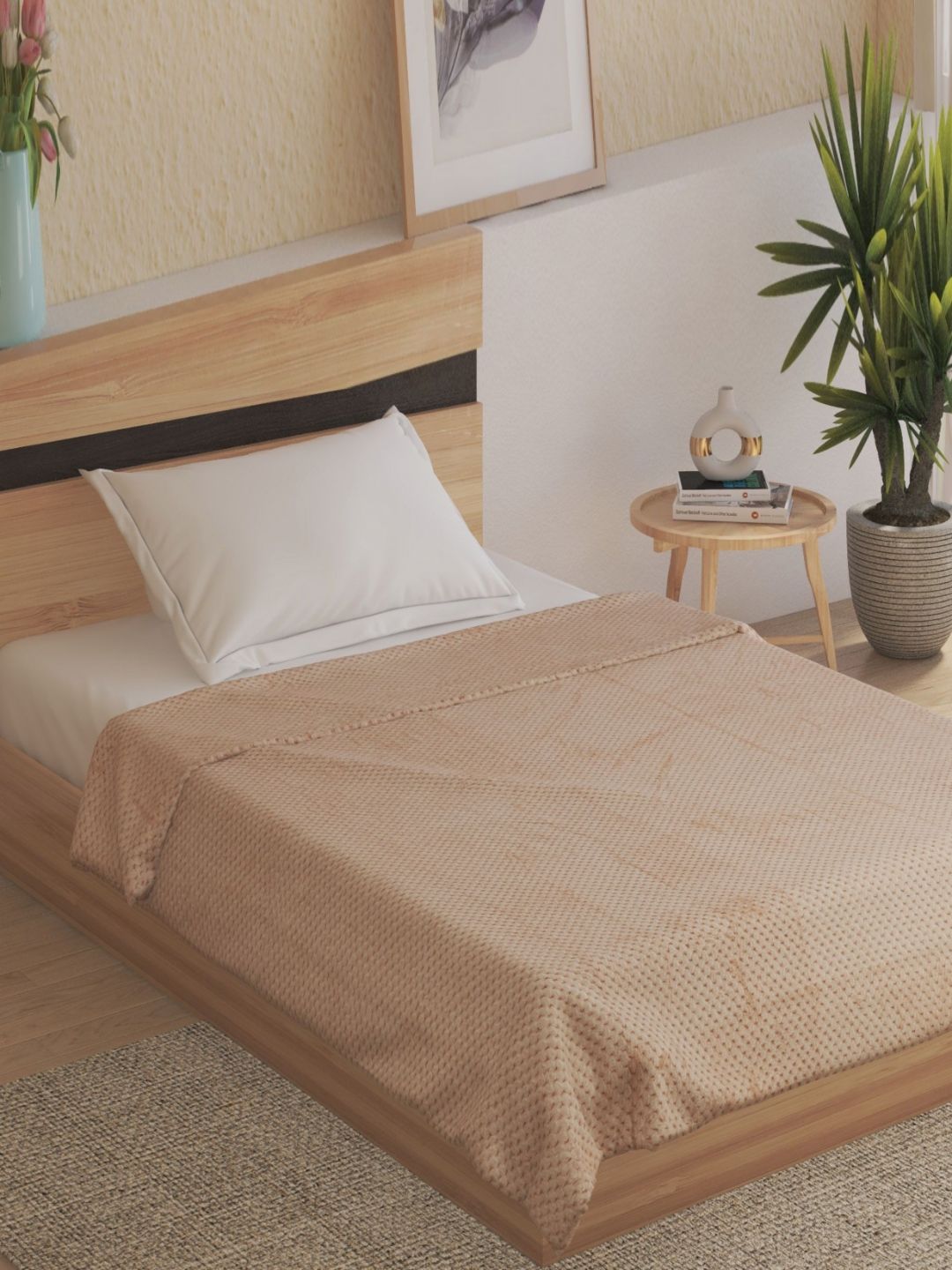 Home Centre Spinel Popcorn Beige Single Bed Blanket-image-1