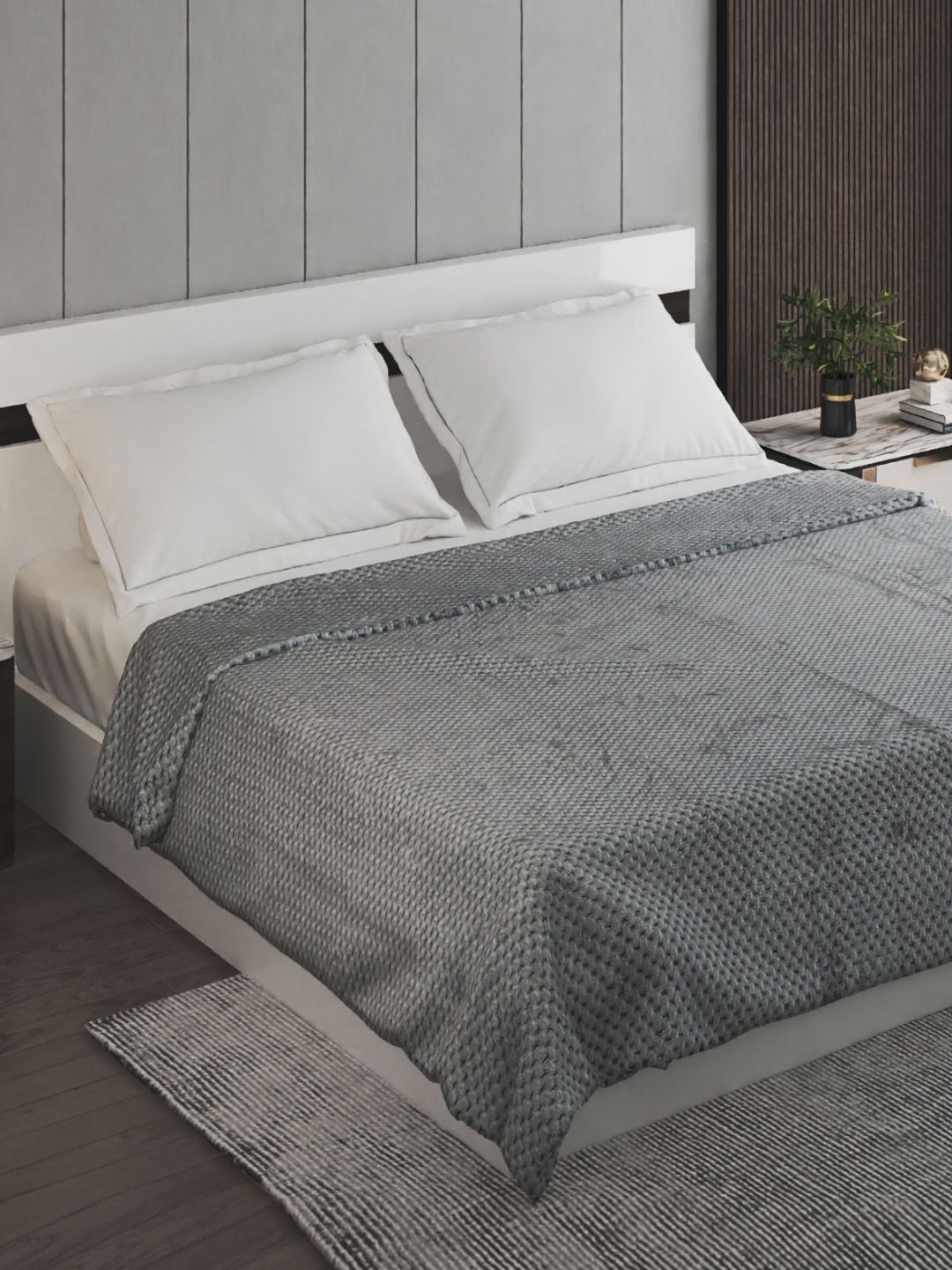 Home Centre Spinel Popcorn Grey Self Design AC Room Double Bed Blanket-picture-38