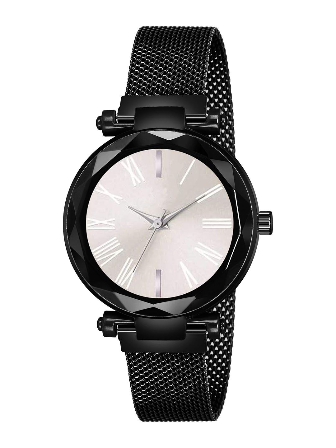 CSAMON Women Dial & Bracelet Style Strap Analogue Watch GR_379_Silver Roman Black Maganet-image-24