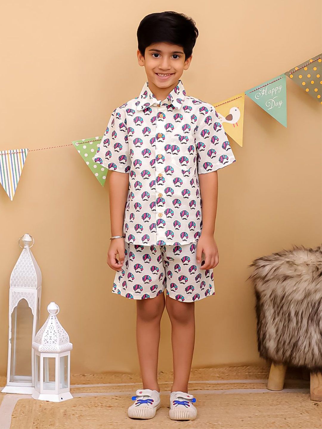 Superminis Boys Printed Pure Cotton Shirt With Shorts-picture-45