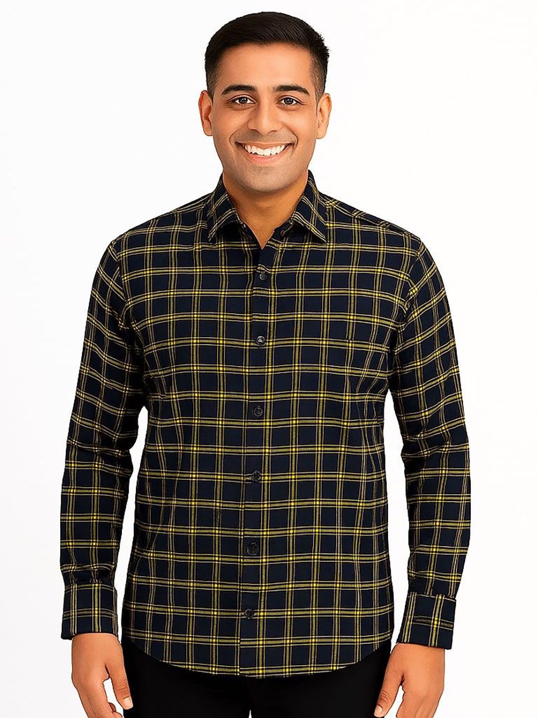 Garment Globe Checked Spread Collar Khadi Cotton Shirt-picture-25