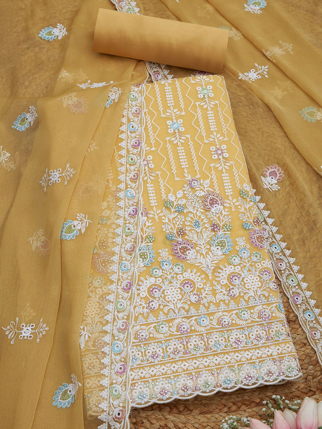 Soch Embroidered Silk Chiffon Unstitched Dress Material-image-42