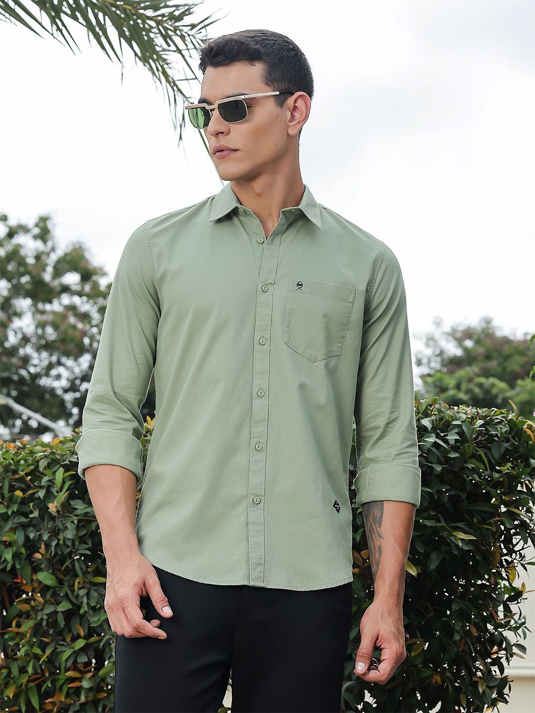 Thomas Scott Classic Slim Fit Spread Collar Roll-Up Sleeves Pure Cotton Casual Shirt-picture-16