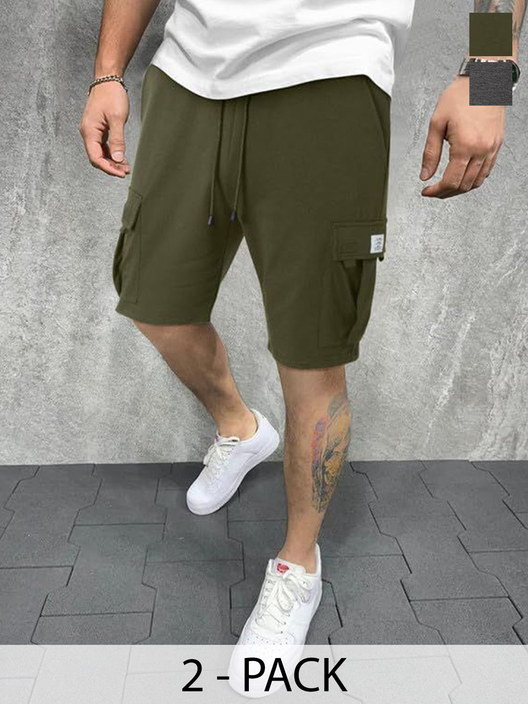 Q-rious Men Pack Of 2 High-Rise Cargo Shorts-picture-32